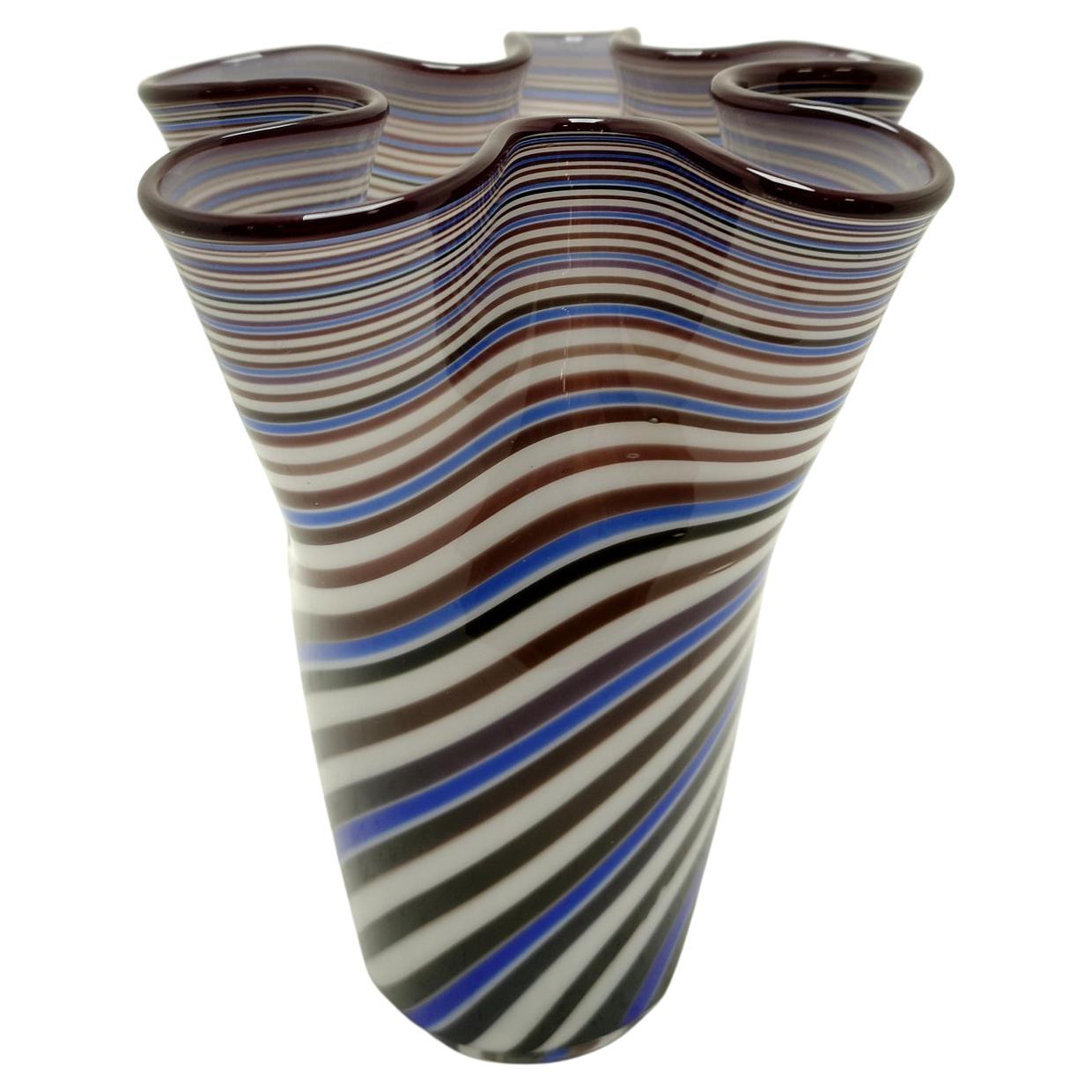 Swirly Multicolored Murano Glass Vase, 1970s