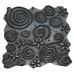 Swirly Very Collectable Antique Hand Carved Floral Printing Block for Wallpaper