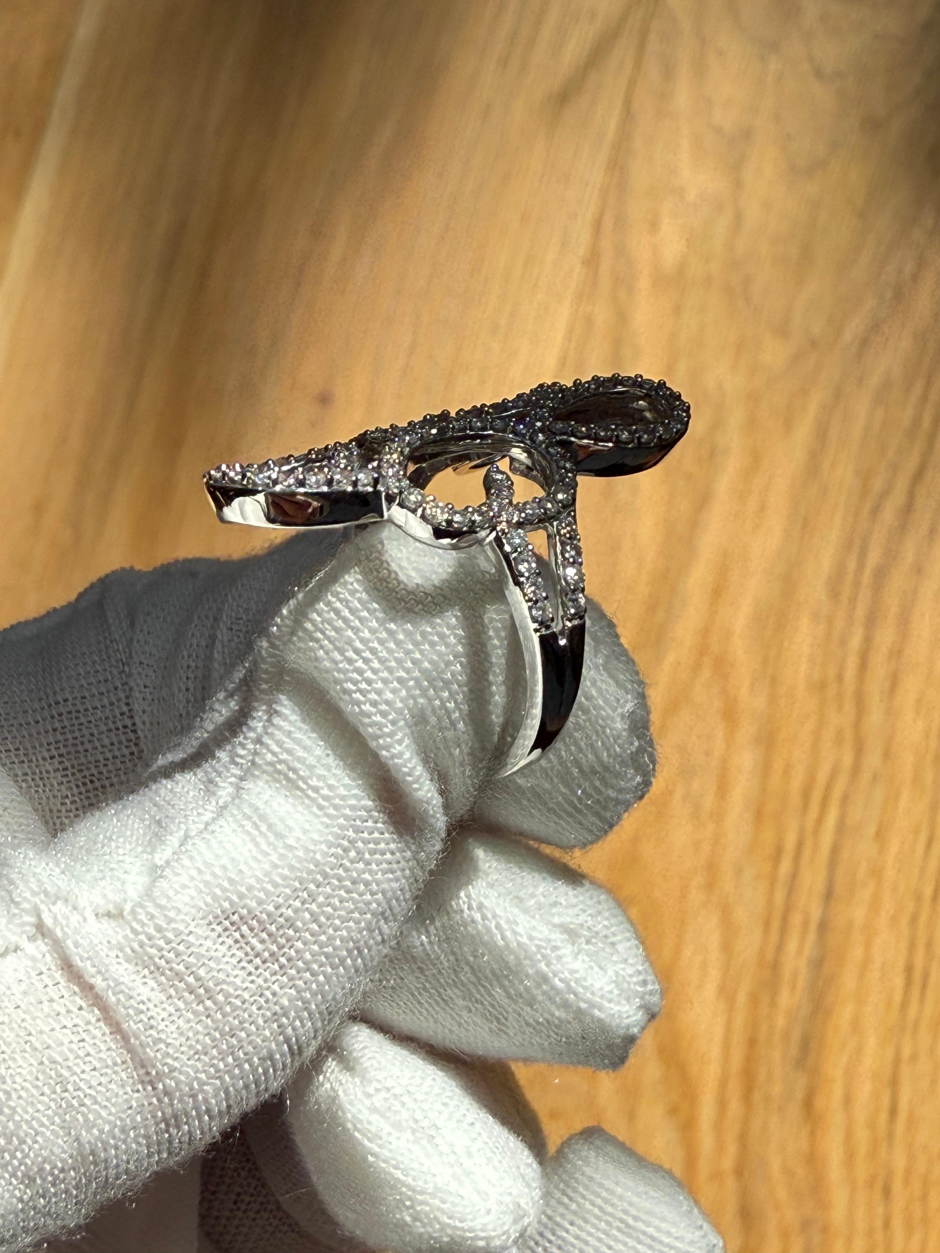 Swirly Vintage 14K Weißgold Diamantring Verlobungsring -0,76ct. für Damen oder Herren im Angebot