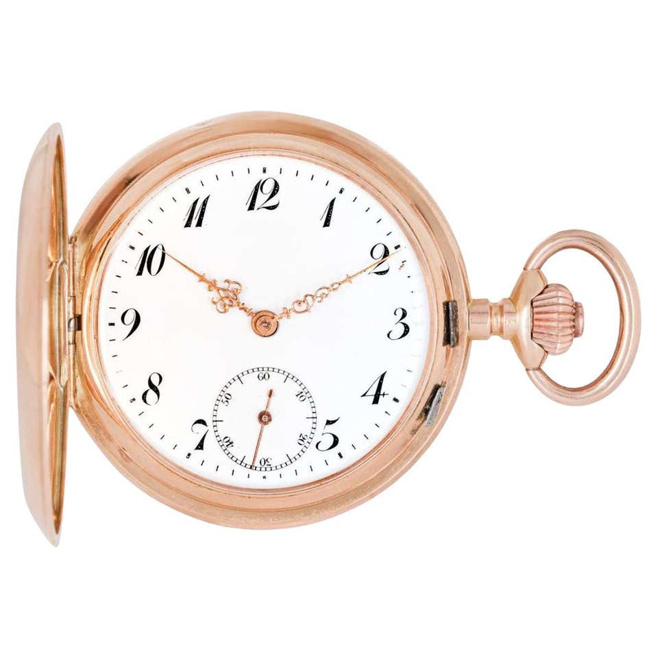 Antique Gold-Plated Full Hunter Swiss Hand-Winding Pocket Watch For ...