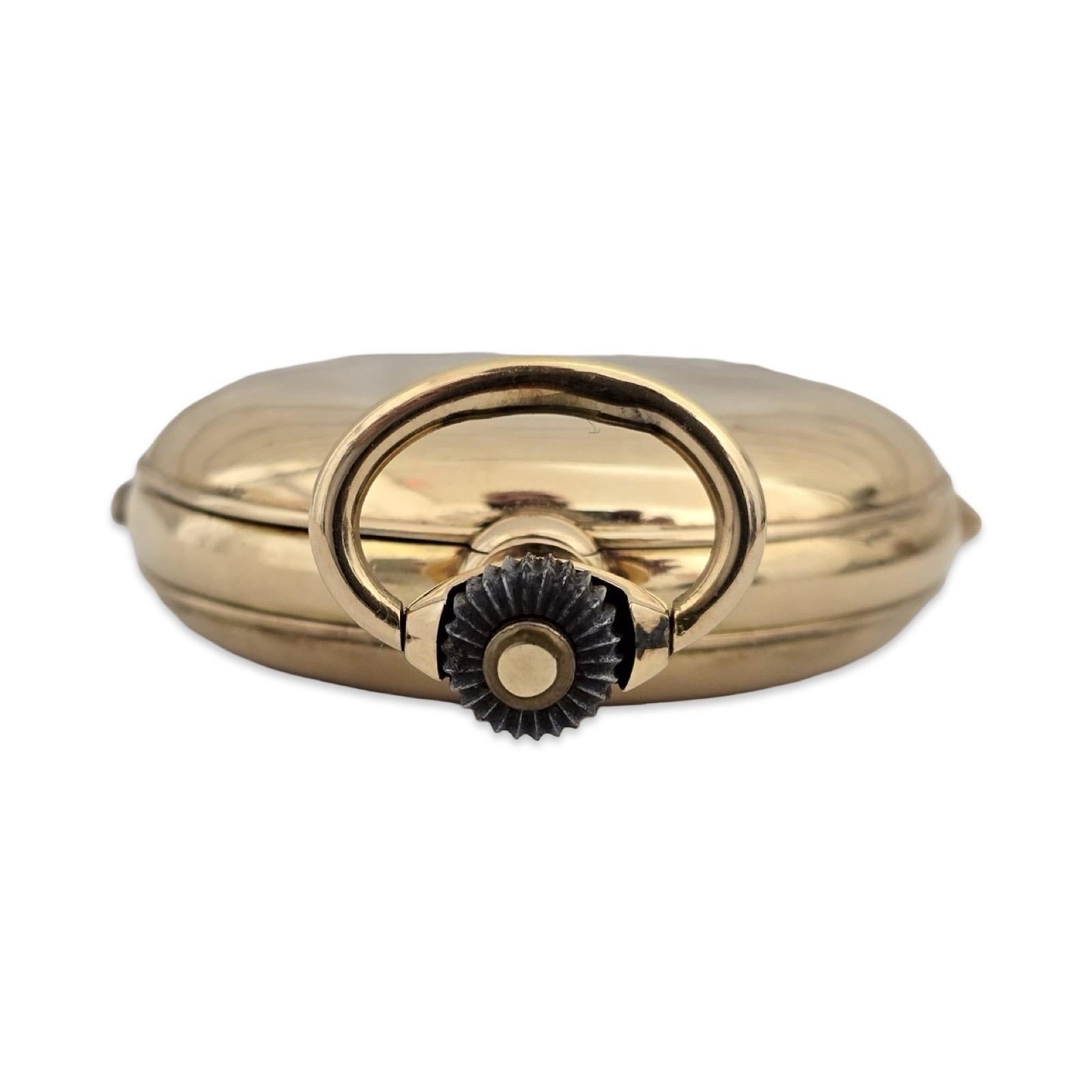 Reloj de bolsillo suizo de oro de 14 quilates, 52,45 mm, cronógrafo con repetición de minutos y alarma, 32 joyas en venta 7