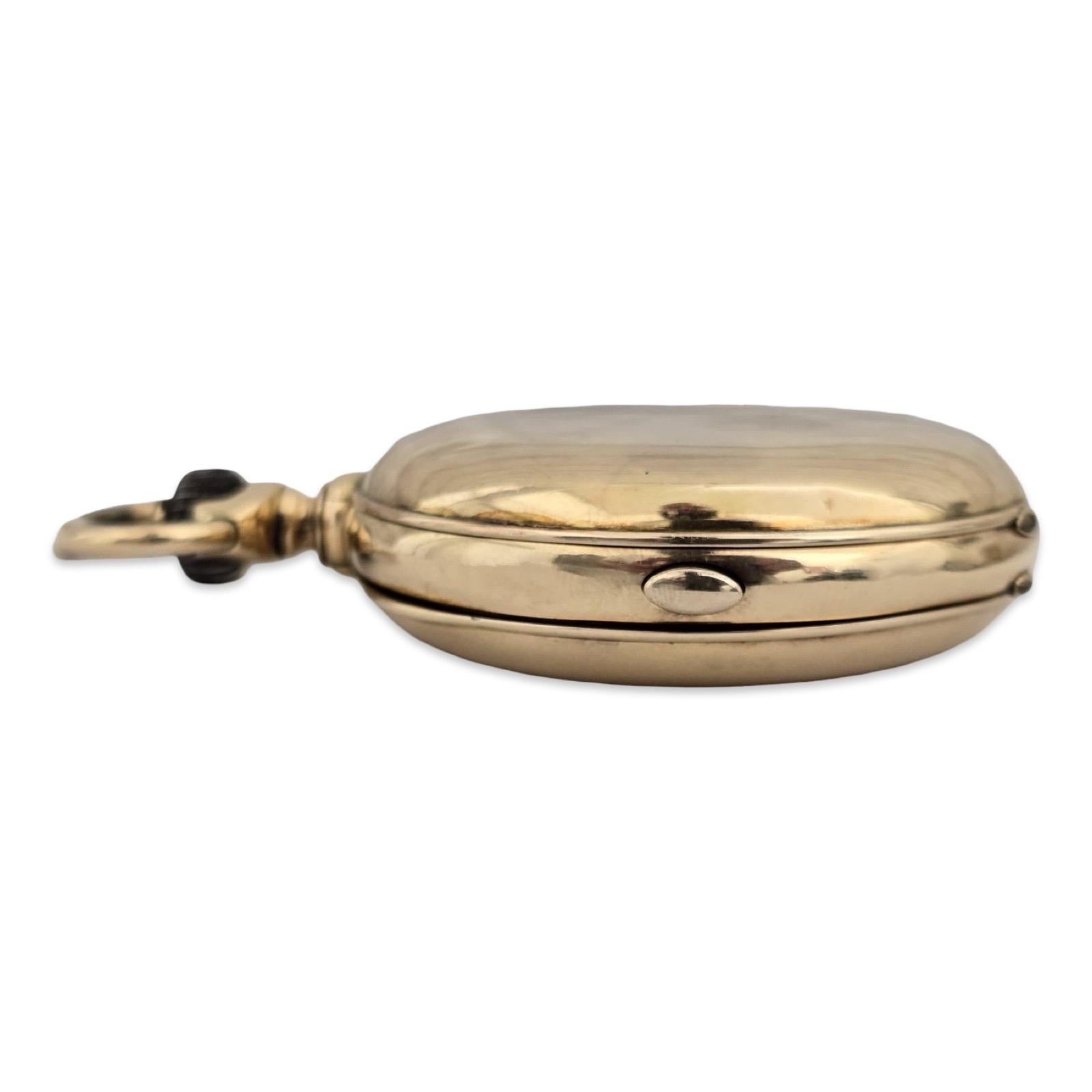 Reloj de bolsillo suizo de oro de 14 quilates, 52,45 mm, cronógrafo con repetición de minutos y alarma, 32 joyas en venta 3