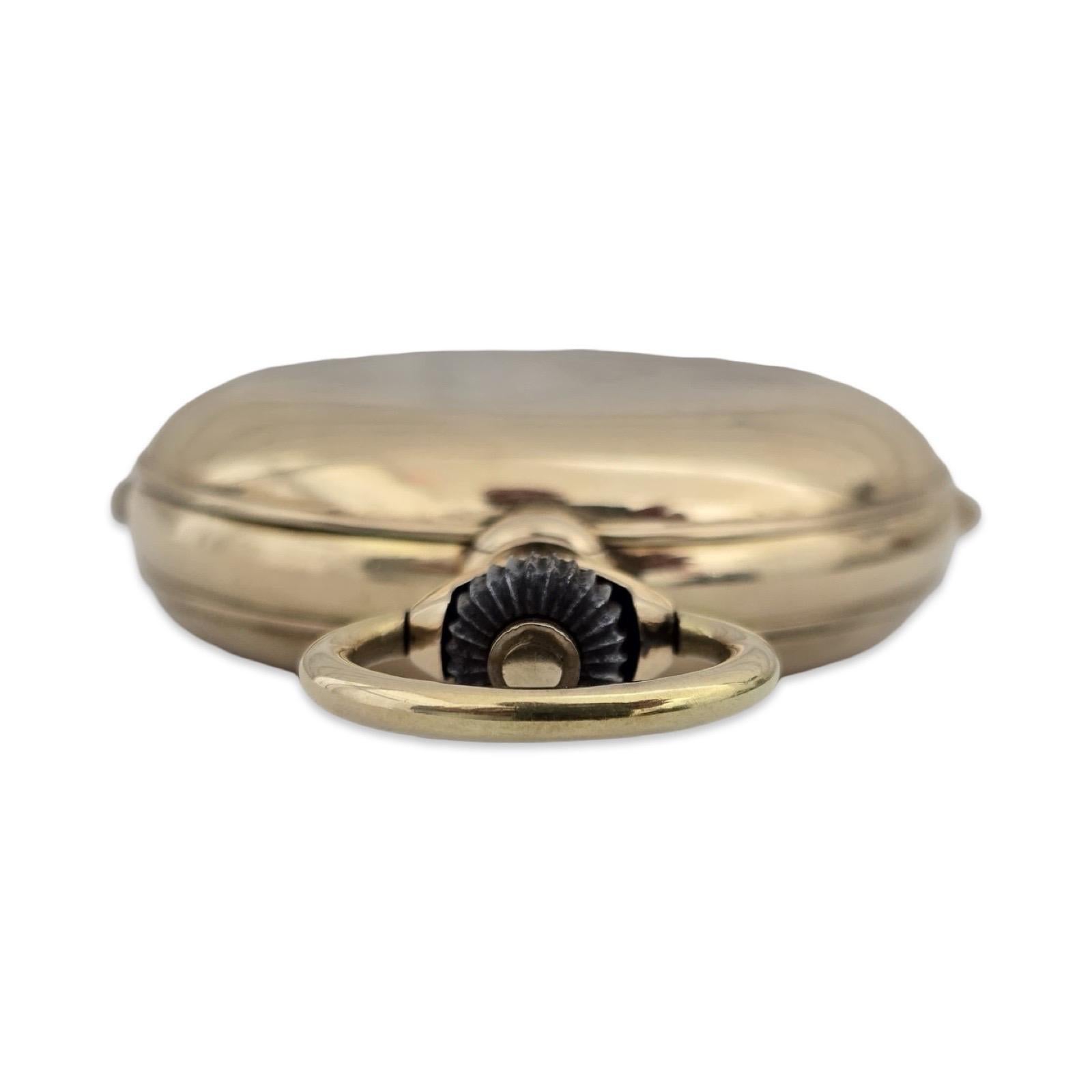 Reloj de bolsillo suizo de oro de 14 quilates, 52,45 mm, cronógrafo con repetición de minutos y alarma, 32 joyas en venta 4