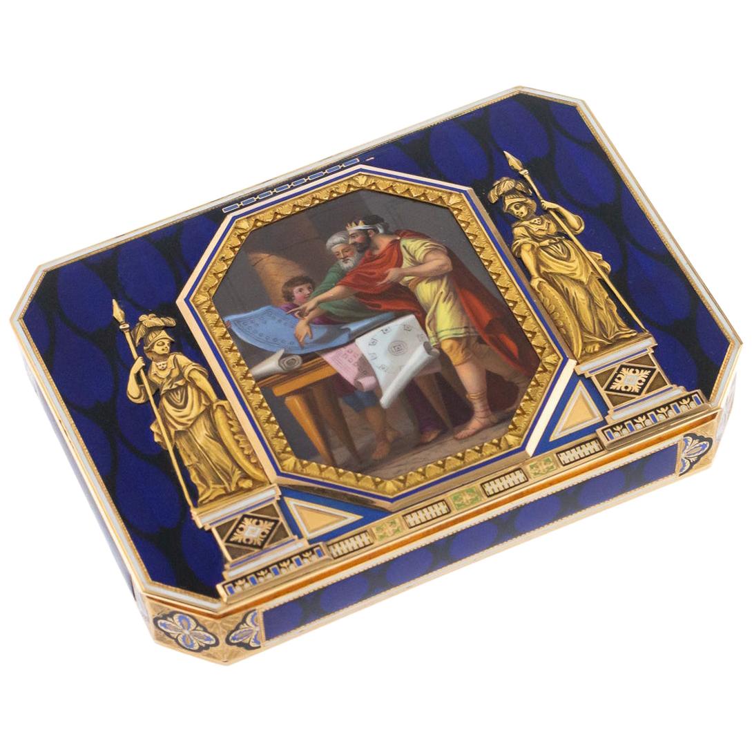 Swiss 18-Karat Gold & Enamel Snuff Box, Remond, Lamy & Cie, circa 1800