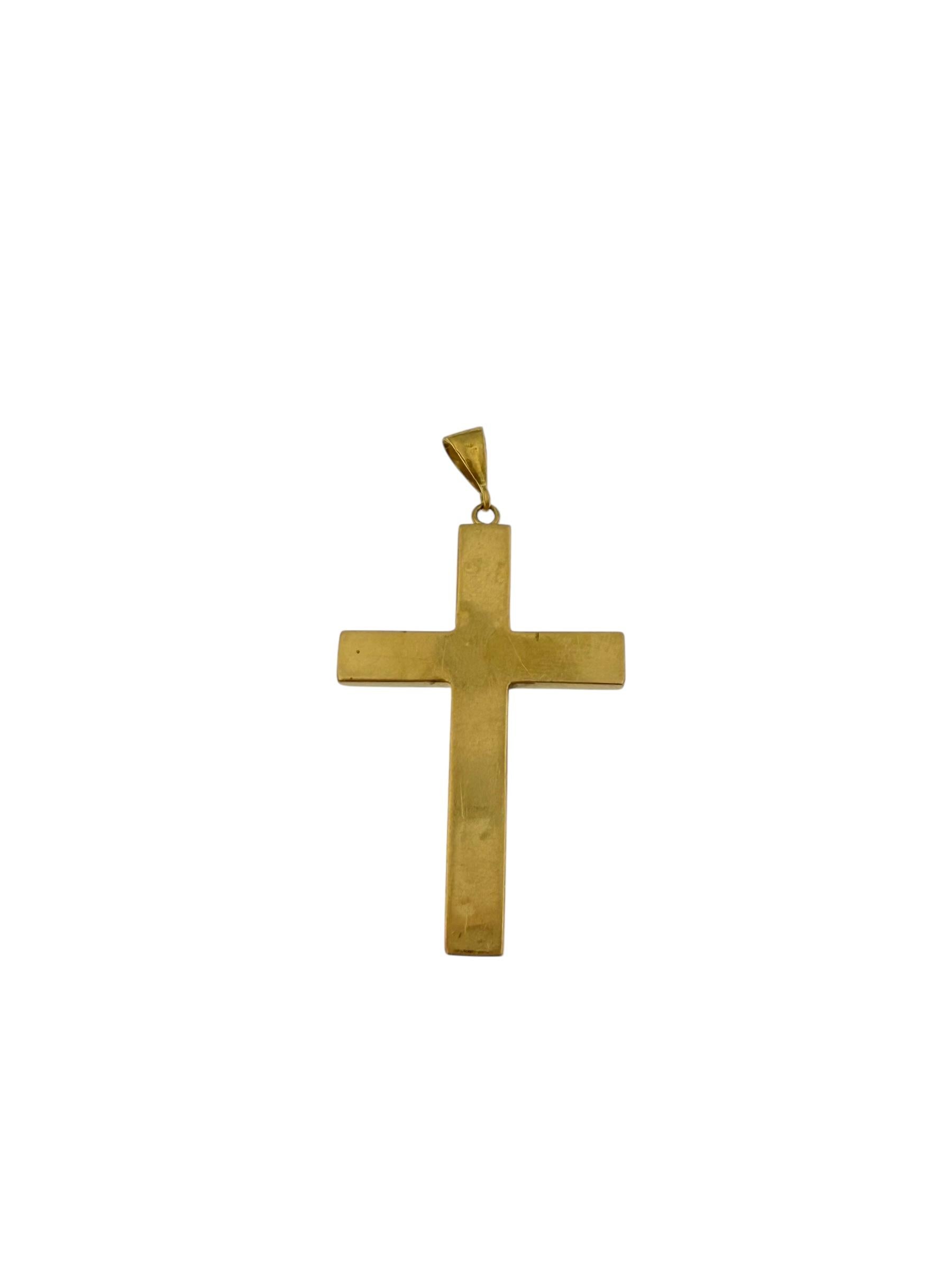 Croix suisse en or jaune 18 carats avec motifs floraux en vente 3
