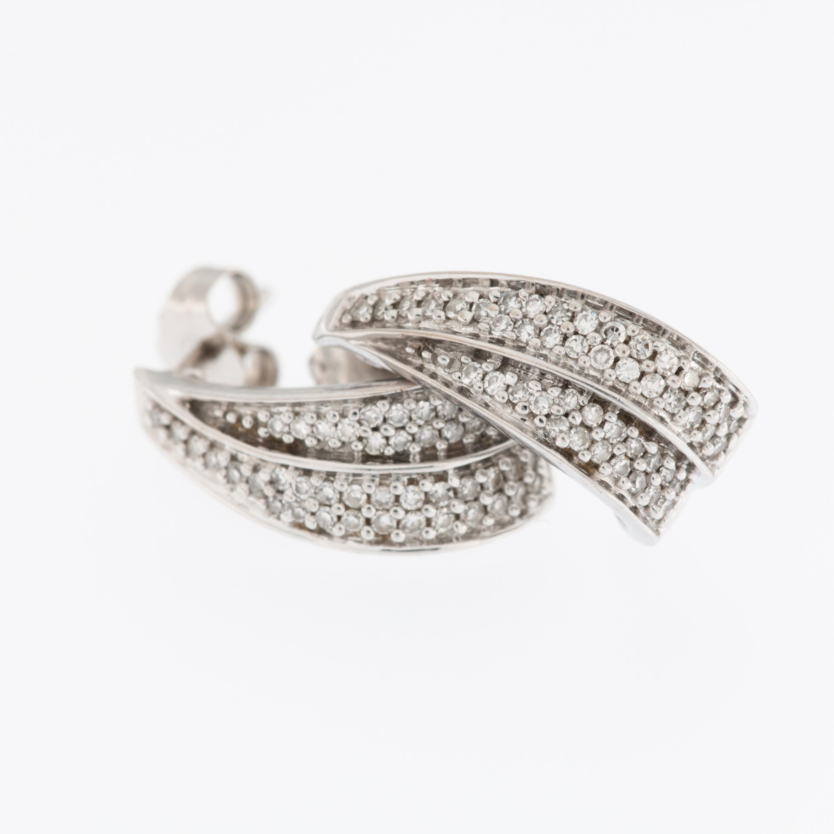 Modern Swiss 18kt White Gold Earrings with Diamonds For Sale