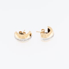 Swiss 18kt Yellow and White Gold Earrings with Diamonds