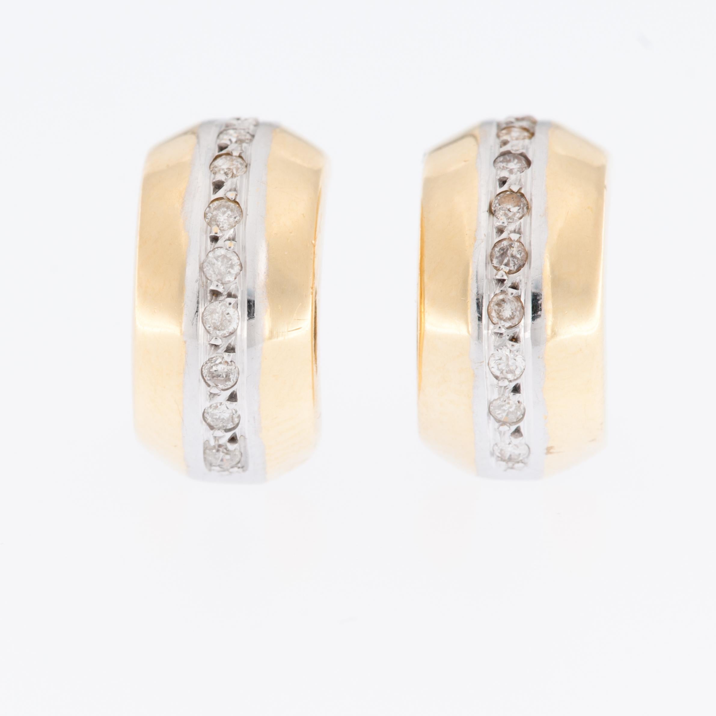 Modern Swiss 18kt Yellow and White Gold Earrings with Diamonds For Sale