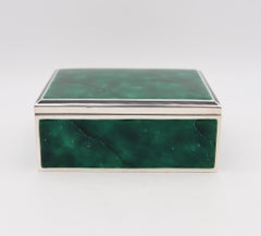 Suisse 1925 Trompe L'œil Malachite émaillée Boîte en argent 935