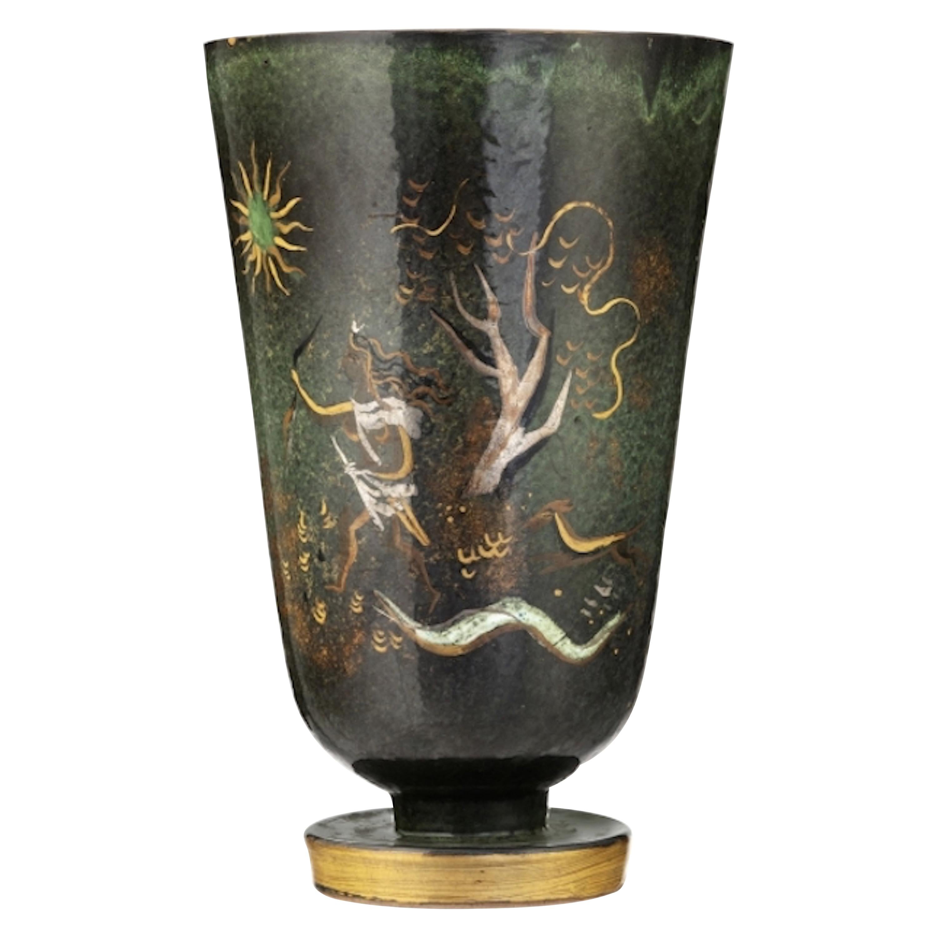 Swiss 1930s Neoclassical Large Vase of the Goddess Diana for Atelier Menelika