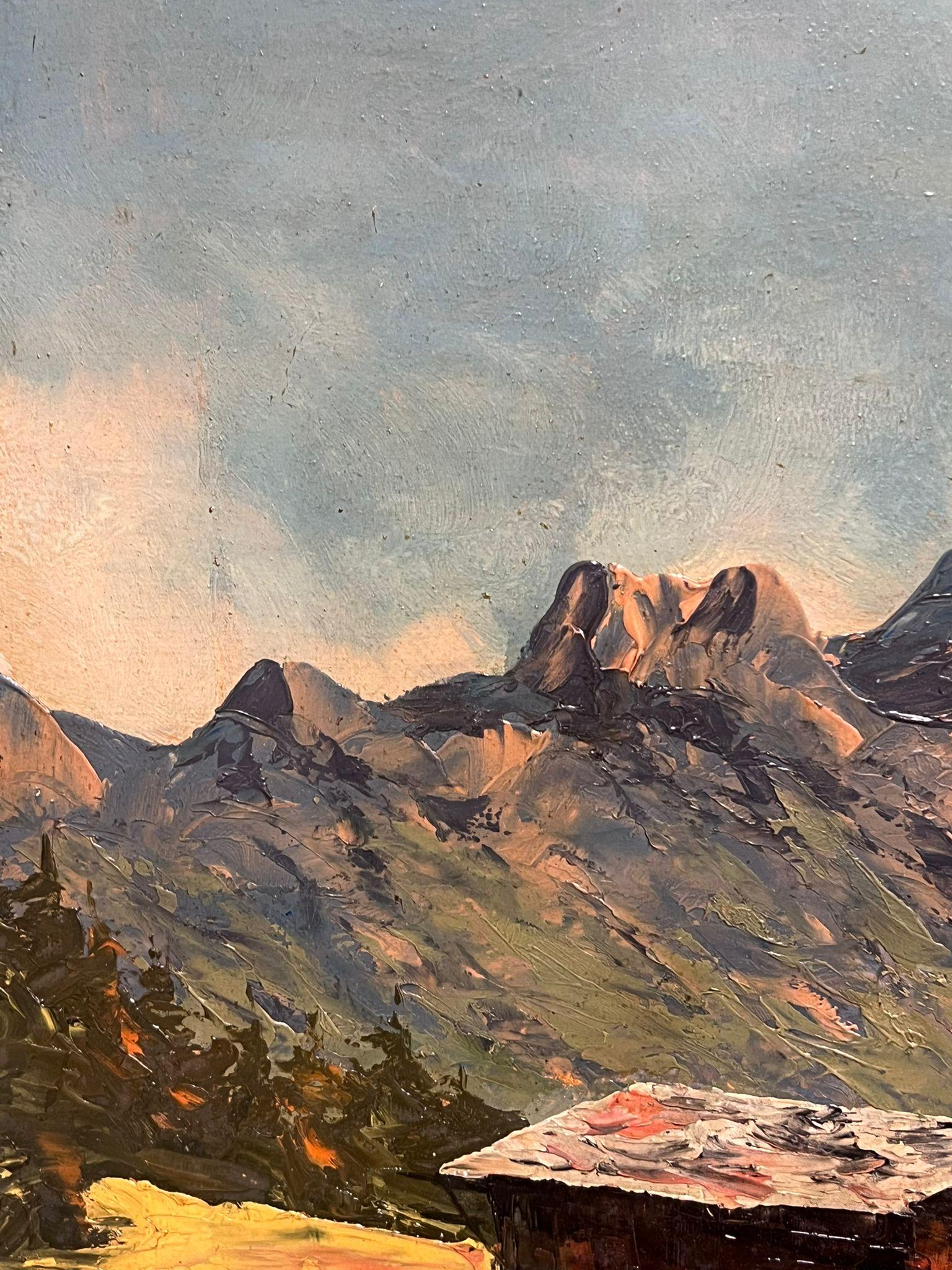 Il Cervino in Svizzera 1940 Pittura ad olio originale firmata e datata 1946 1