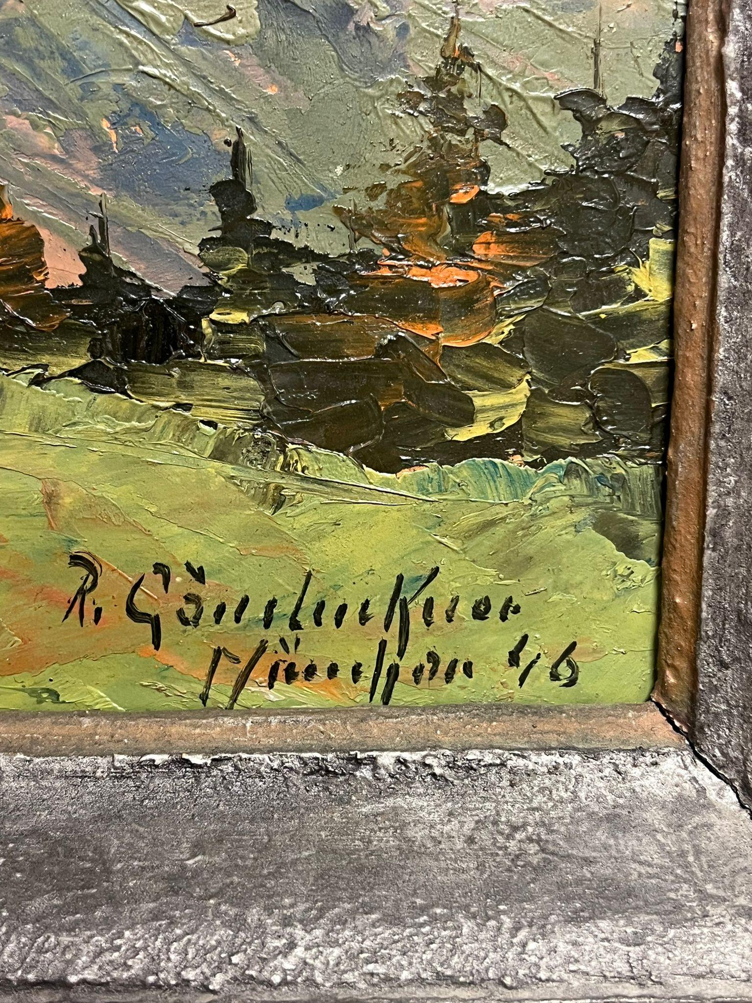 Il Cervino in Svizzera 1940 Pittura ad olio originale firmata e datata 1946 3