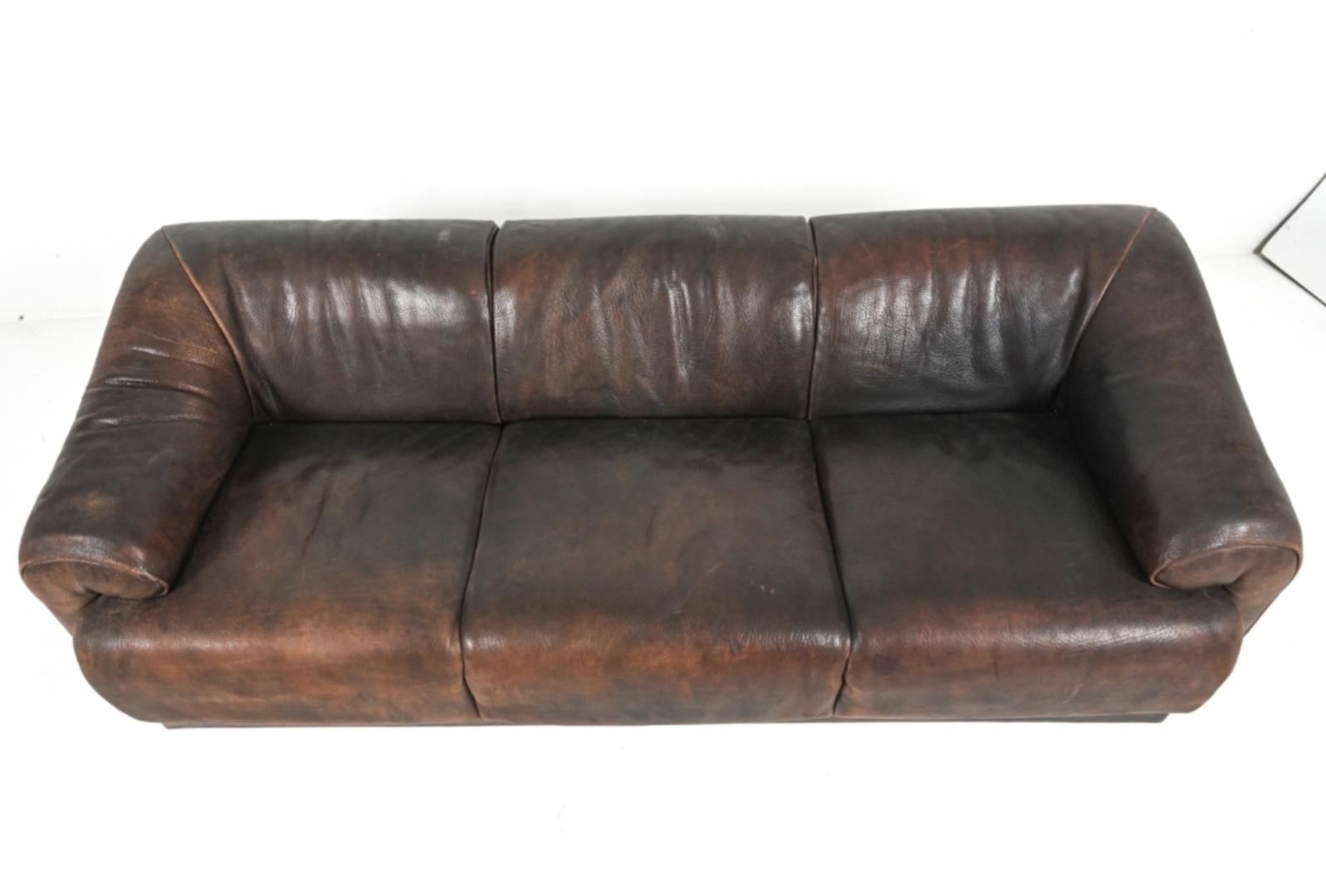 Swiss 1970’s Buffalo Leather Sofa  13