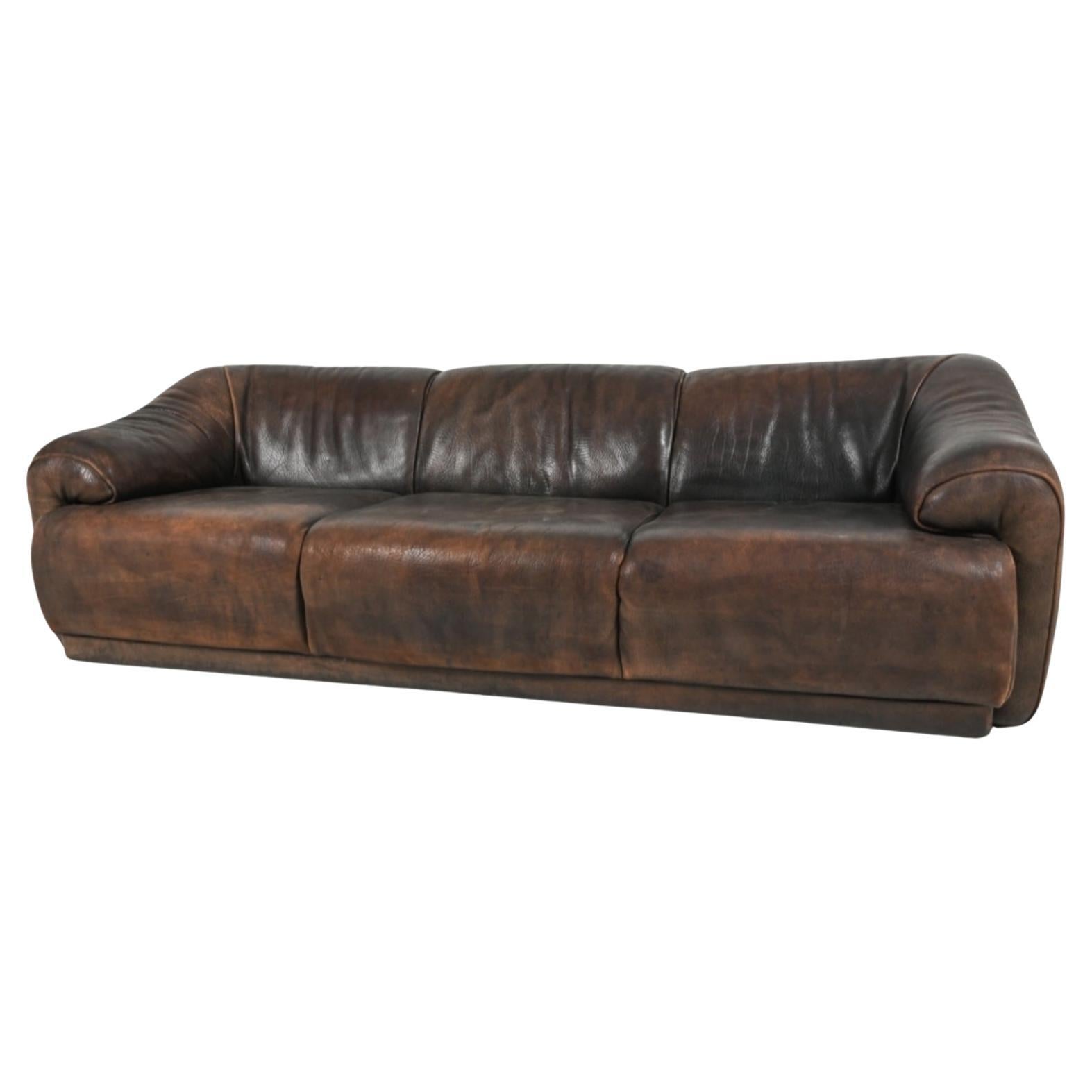 Swiss 1970’s Buffalo Leather Sofa 