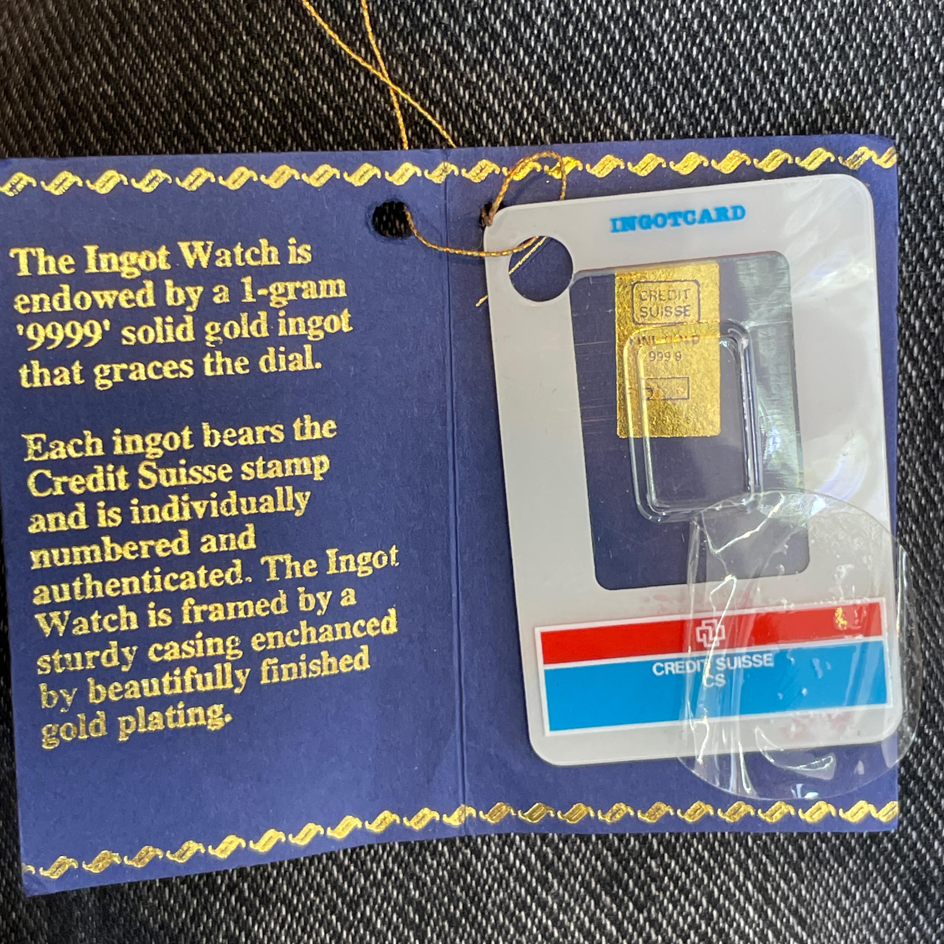 Swiss 999.9 Gold Ingot Watch with Genuine Leather Belt For Sale 3