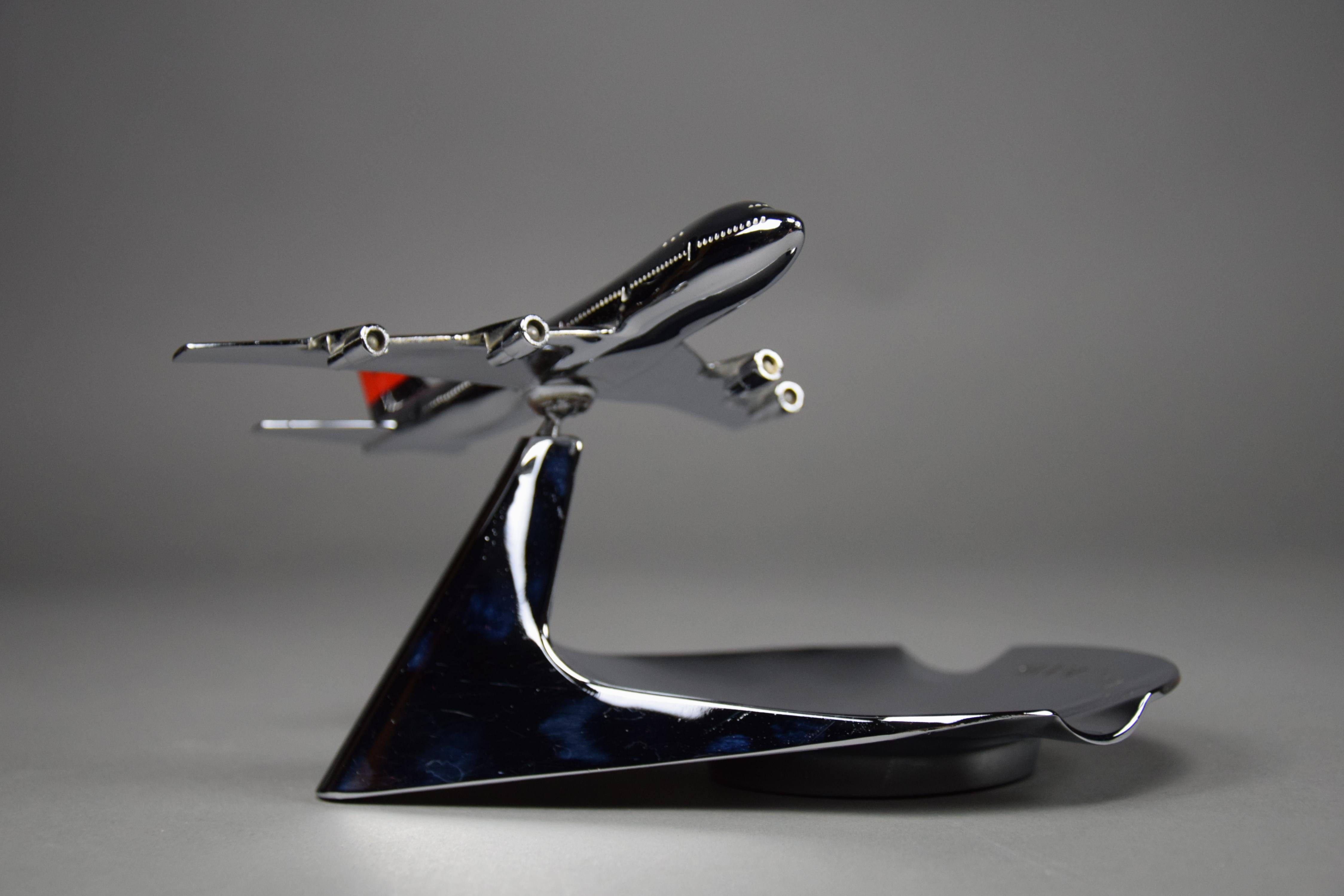 Presenting the Ultimate Collectible: Rare Mid-Century Modern Swiss Air Ashtray with a Boeing 747 Model!

Imagine owning a piece of aviation history and mid-century modern design rolled into one exquisite item. Behold the rare chrome-plated Swiss Air