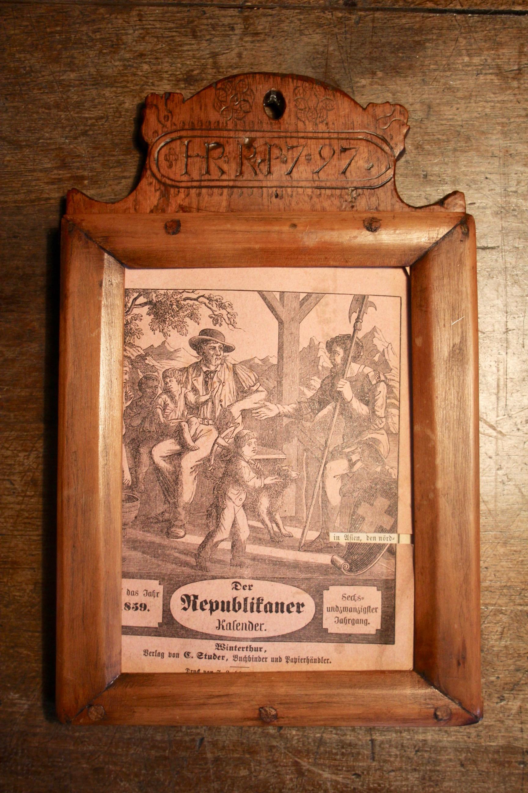 Schweizer Alp-Kalender, datiert 1797 (Holz) im Angebot