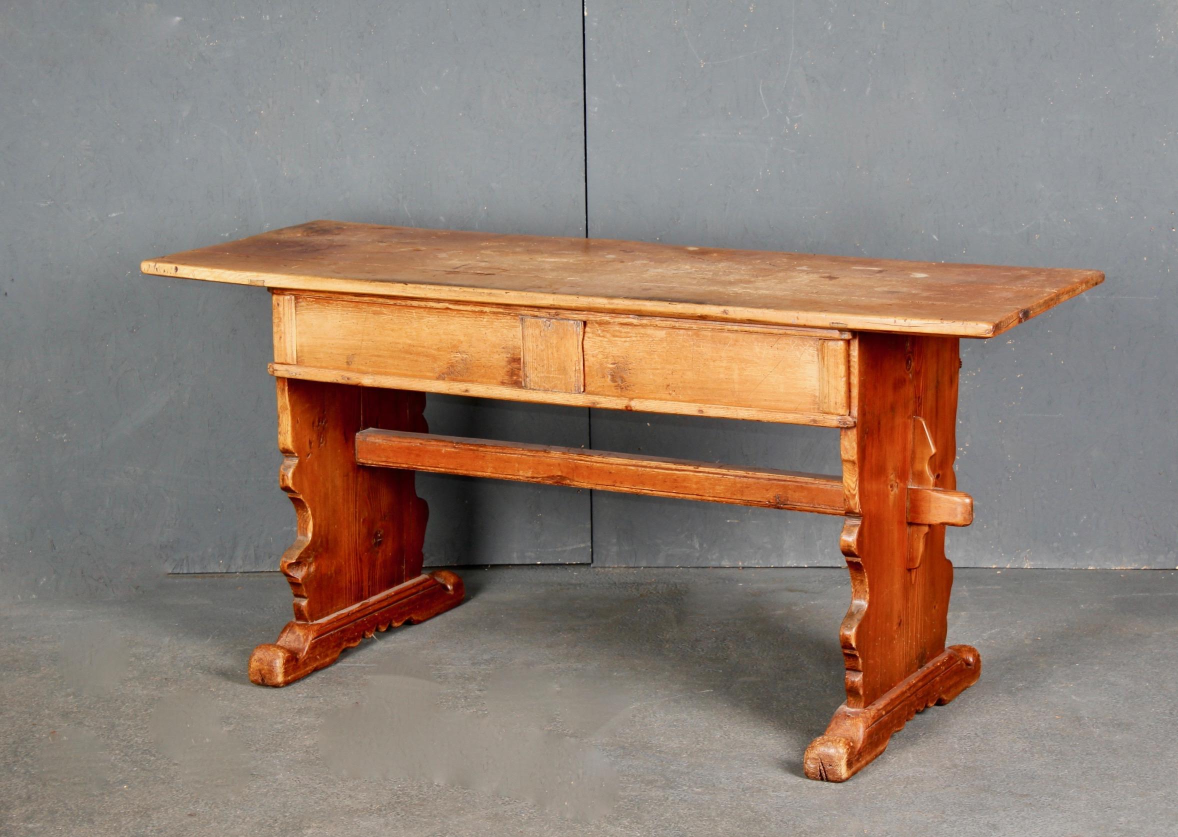 Wood Swiss Alp Console Table For Sale