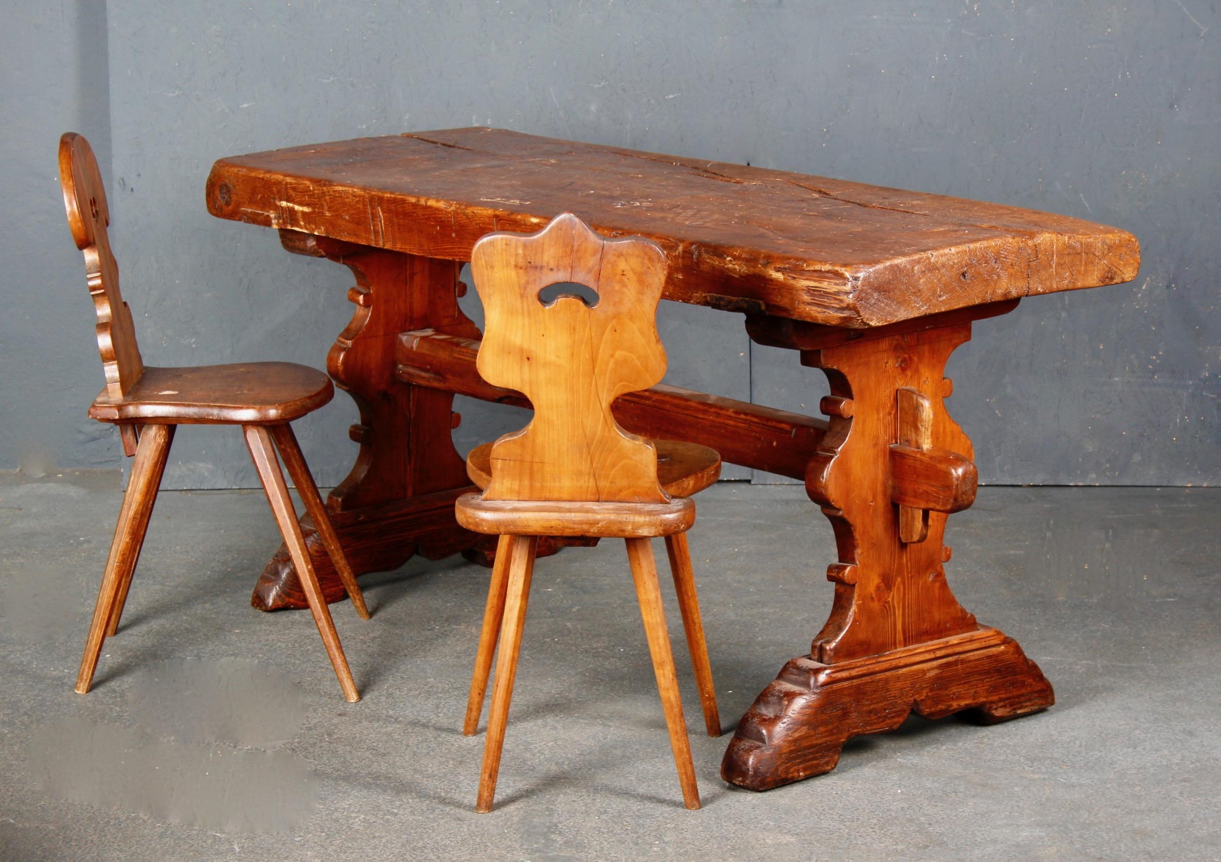 19th Century Swiss Alp Console Table from Gruyere Village For Sale