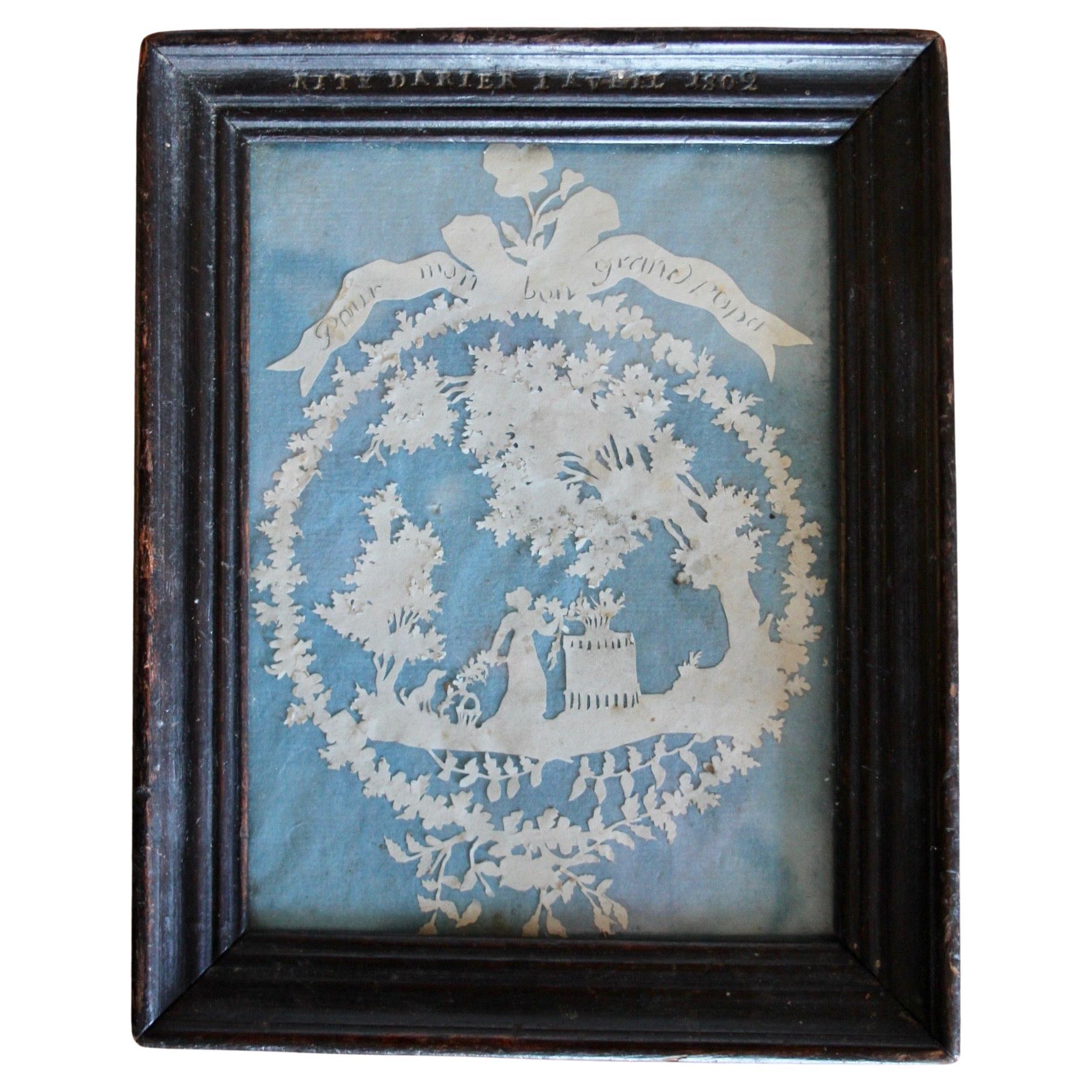 Schweizer Alp " Decoupage " von 1802 im Angebot