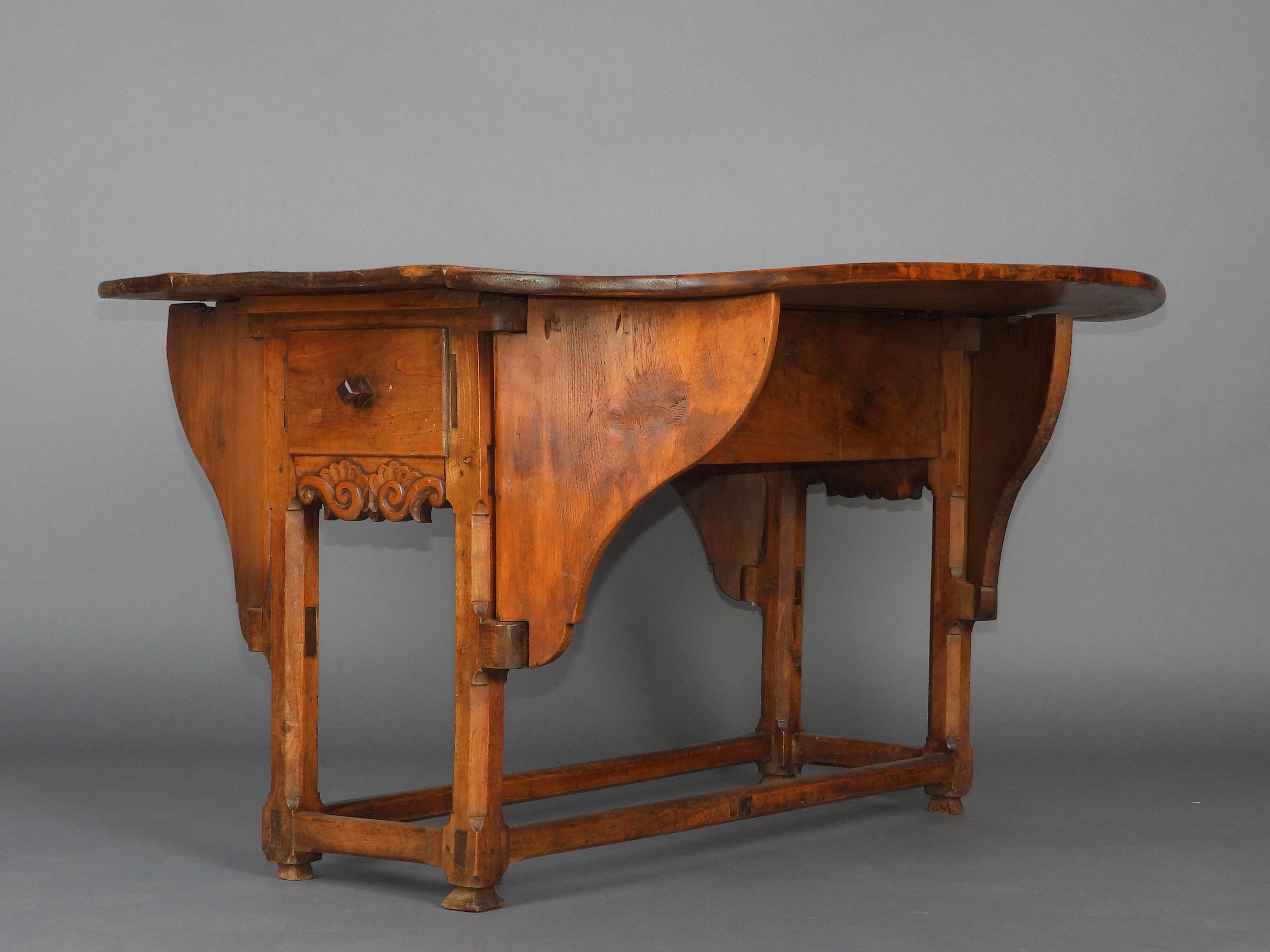 19th Century Swiss alp Dinning or demi lune table  For Sale