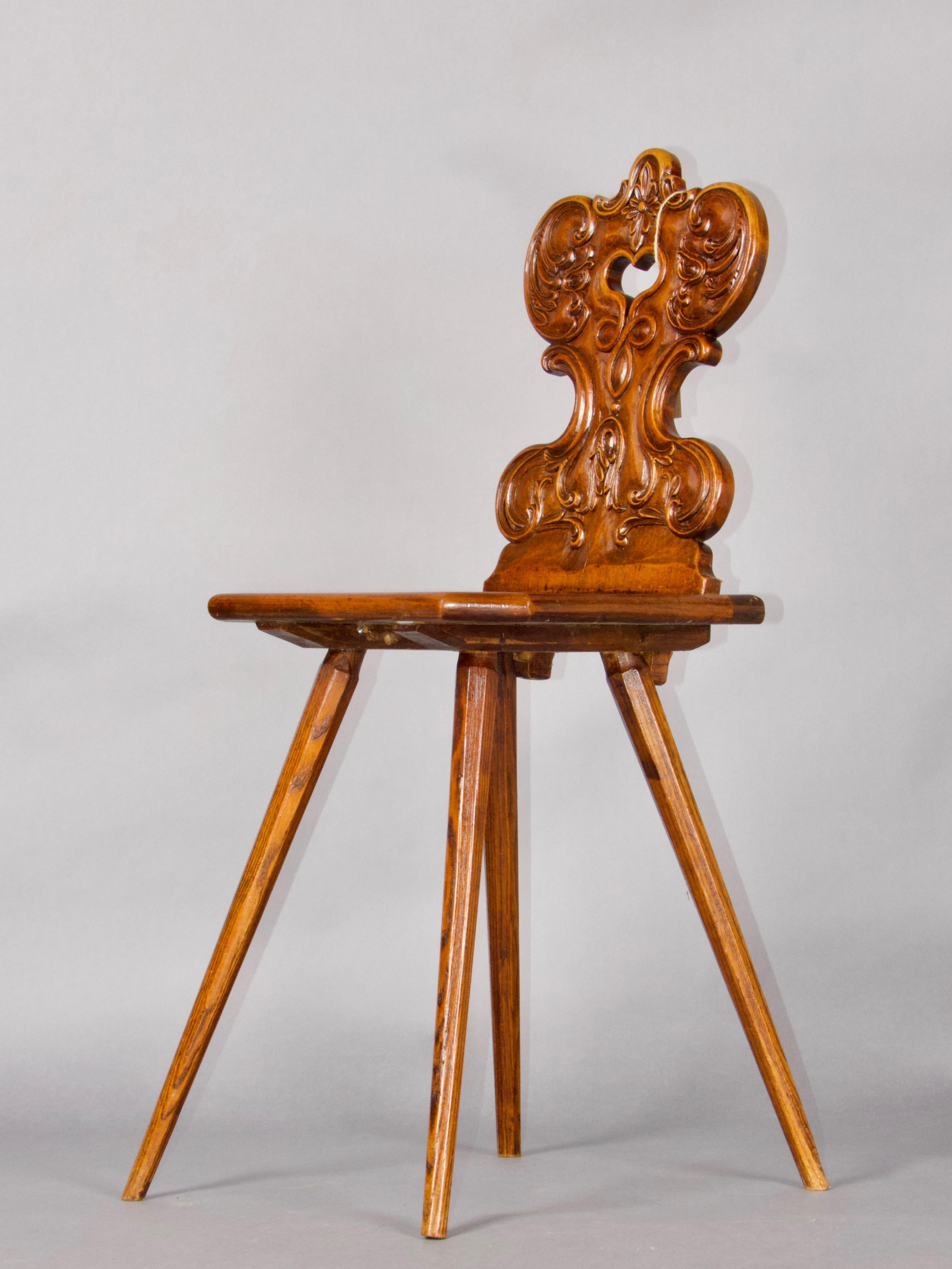 Wood Swiss alp escabelle B72 For Sale