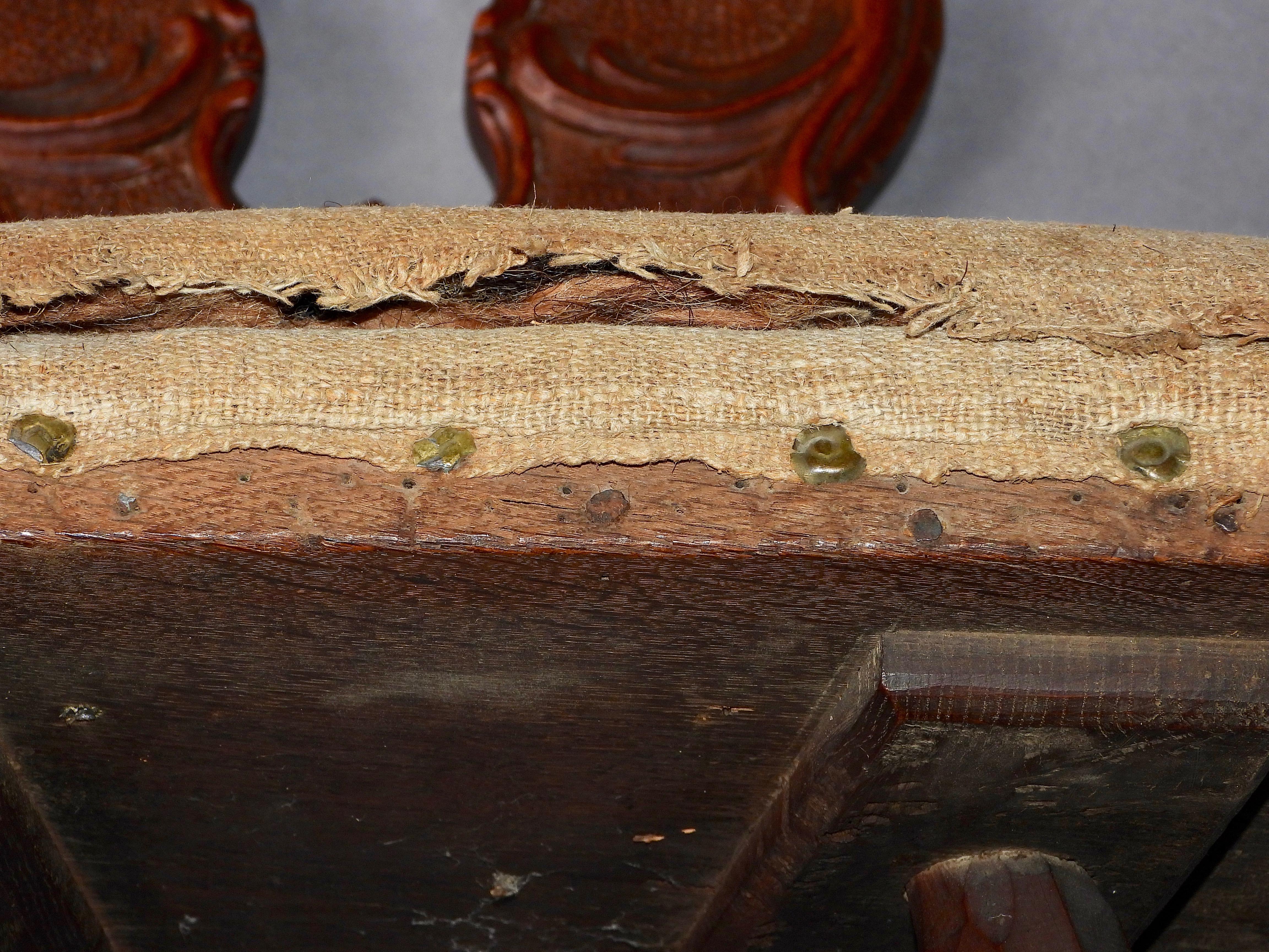 Swiss alp escabelle dated 1780 with original fabric For Sale 2