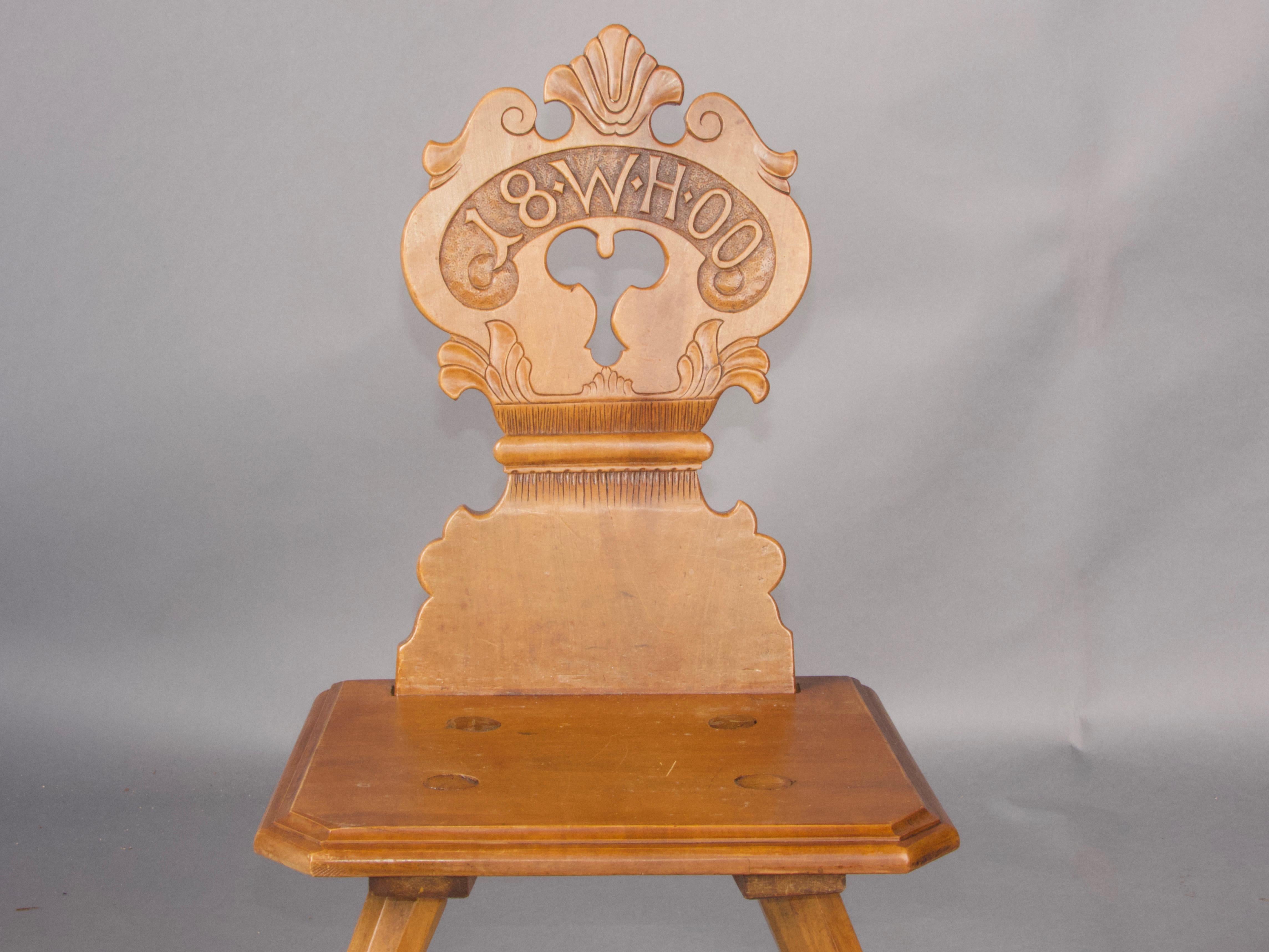 Early 19th Century Swiss alp escabelle dated 1800 B 62 For Sale