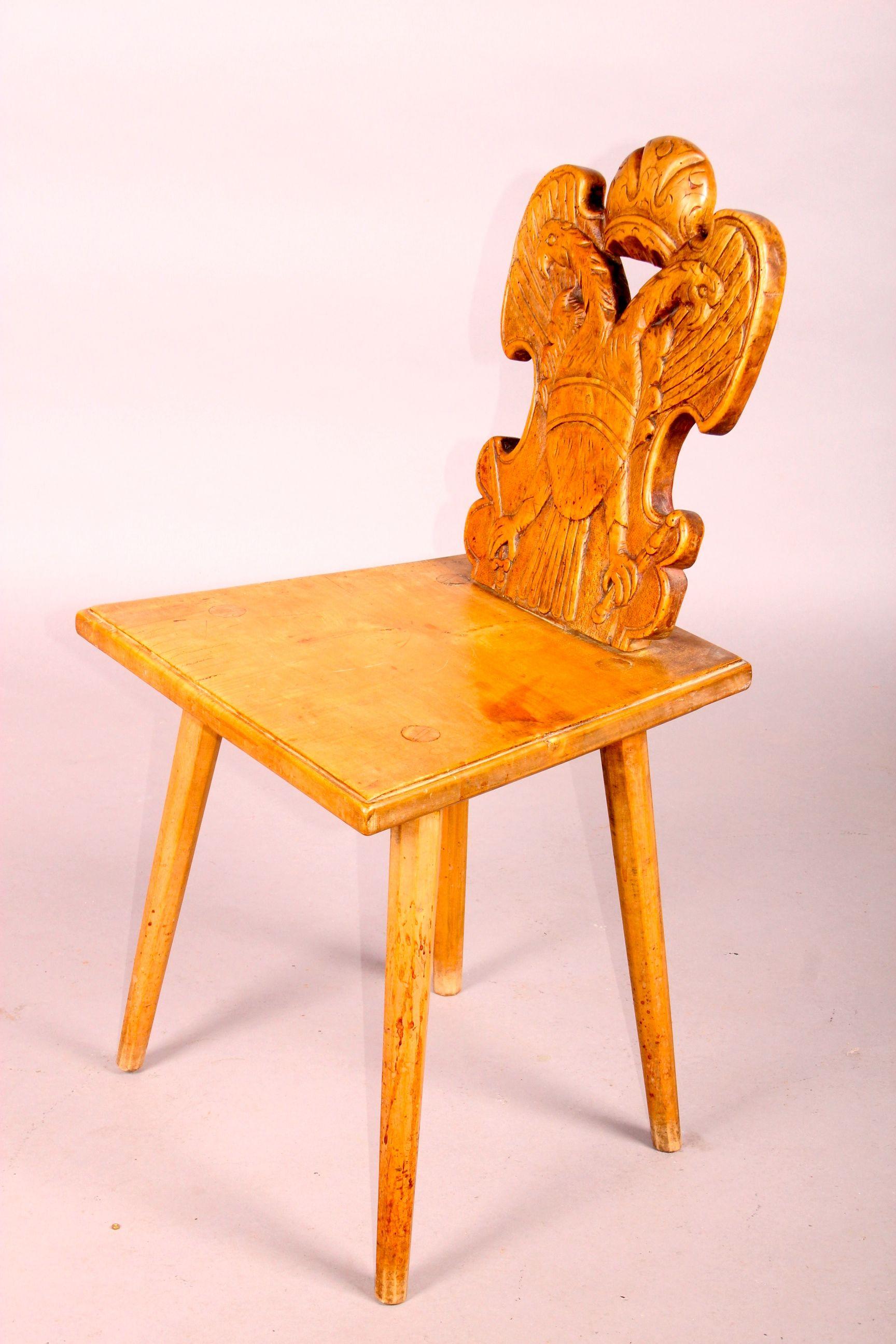 19th Century Swiss Alp , folk art , Escabelle For Sale