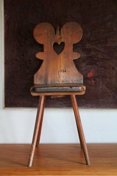 Swiss alp escabelle from Gruyere village signed C A M  1857