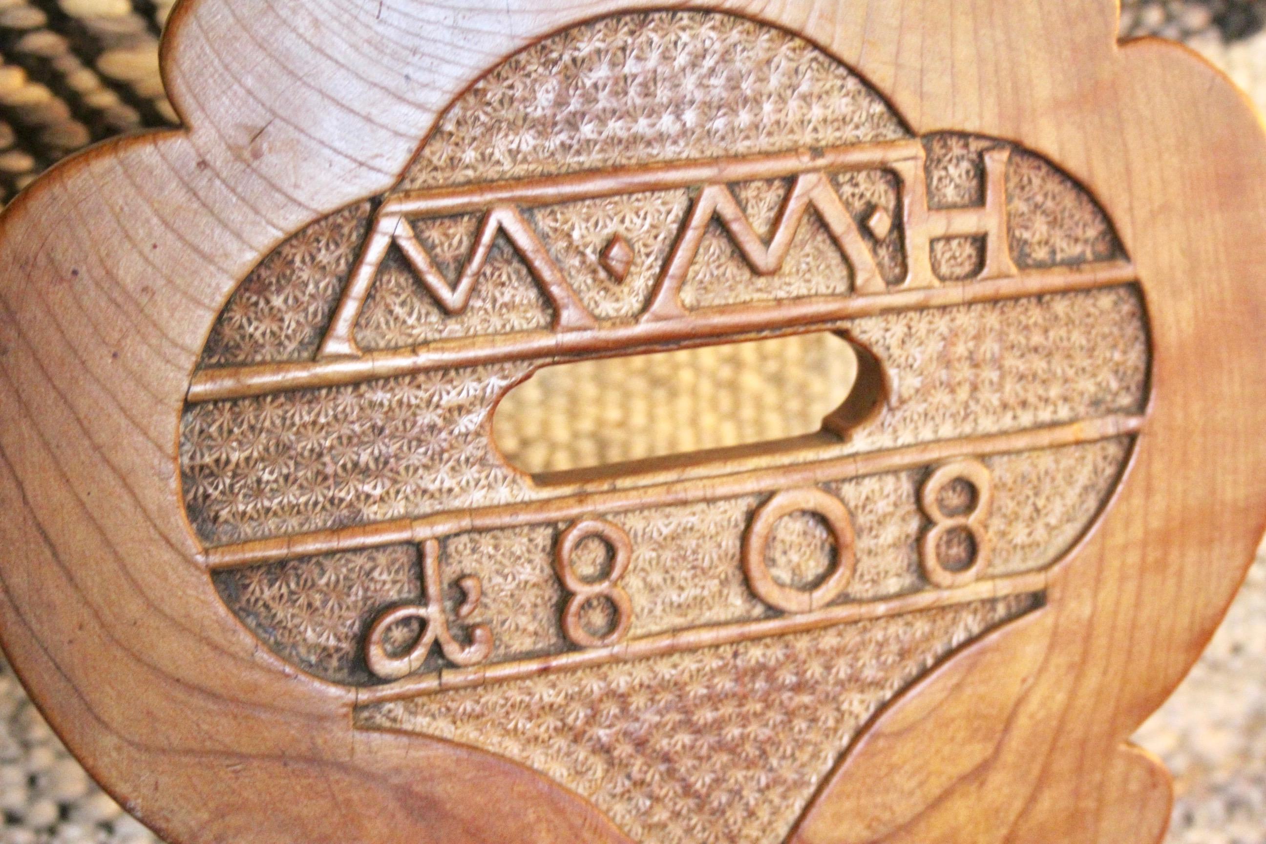 Swiss alp escabelle monogram MMH and dated 1808 B36  For Sale 7