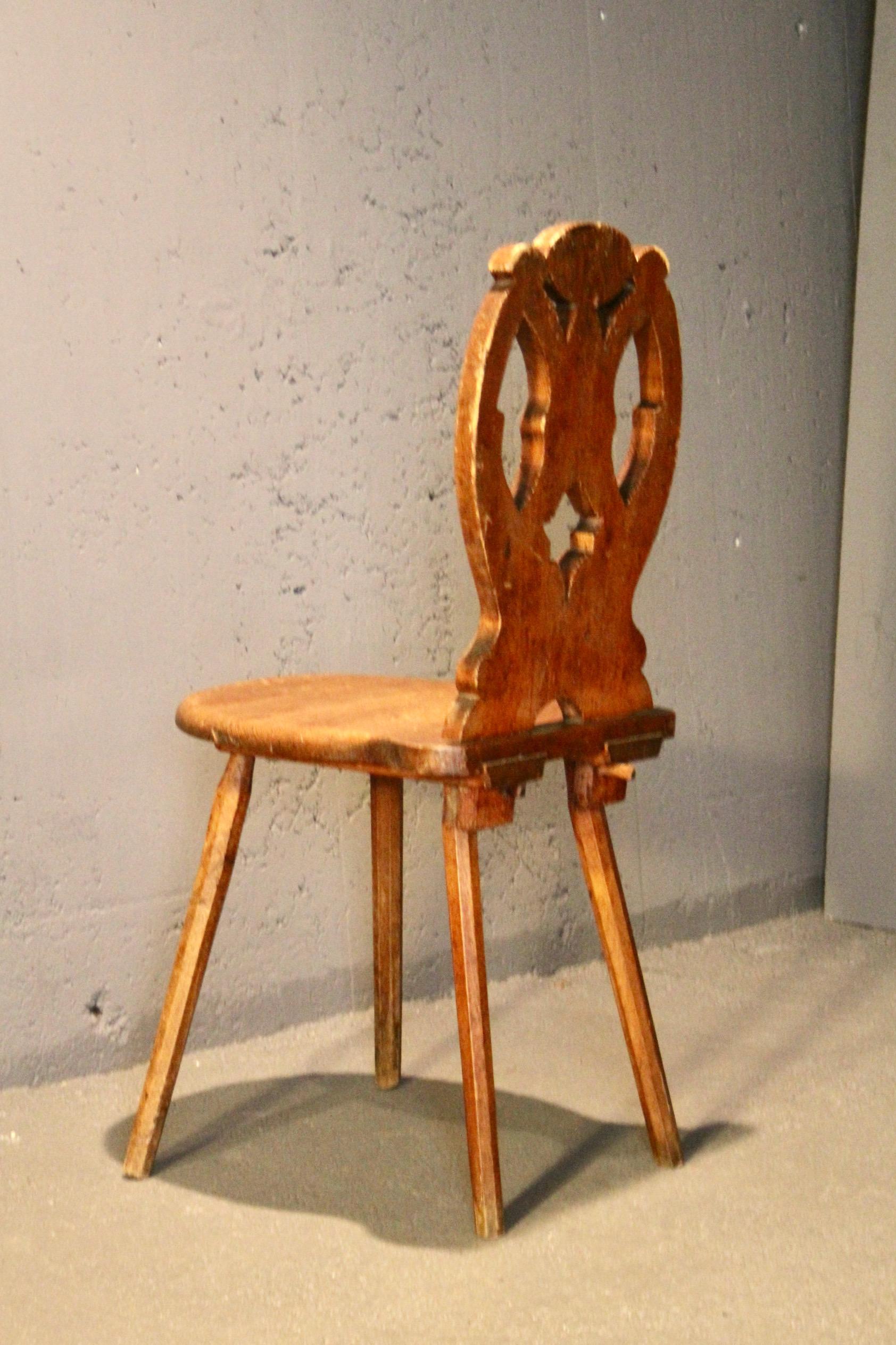 19th Century Swiss alp escabelle with Swiss cross For Sale