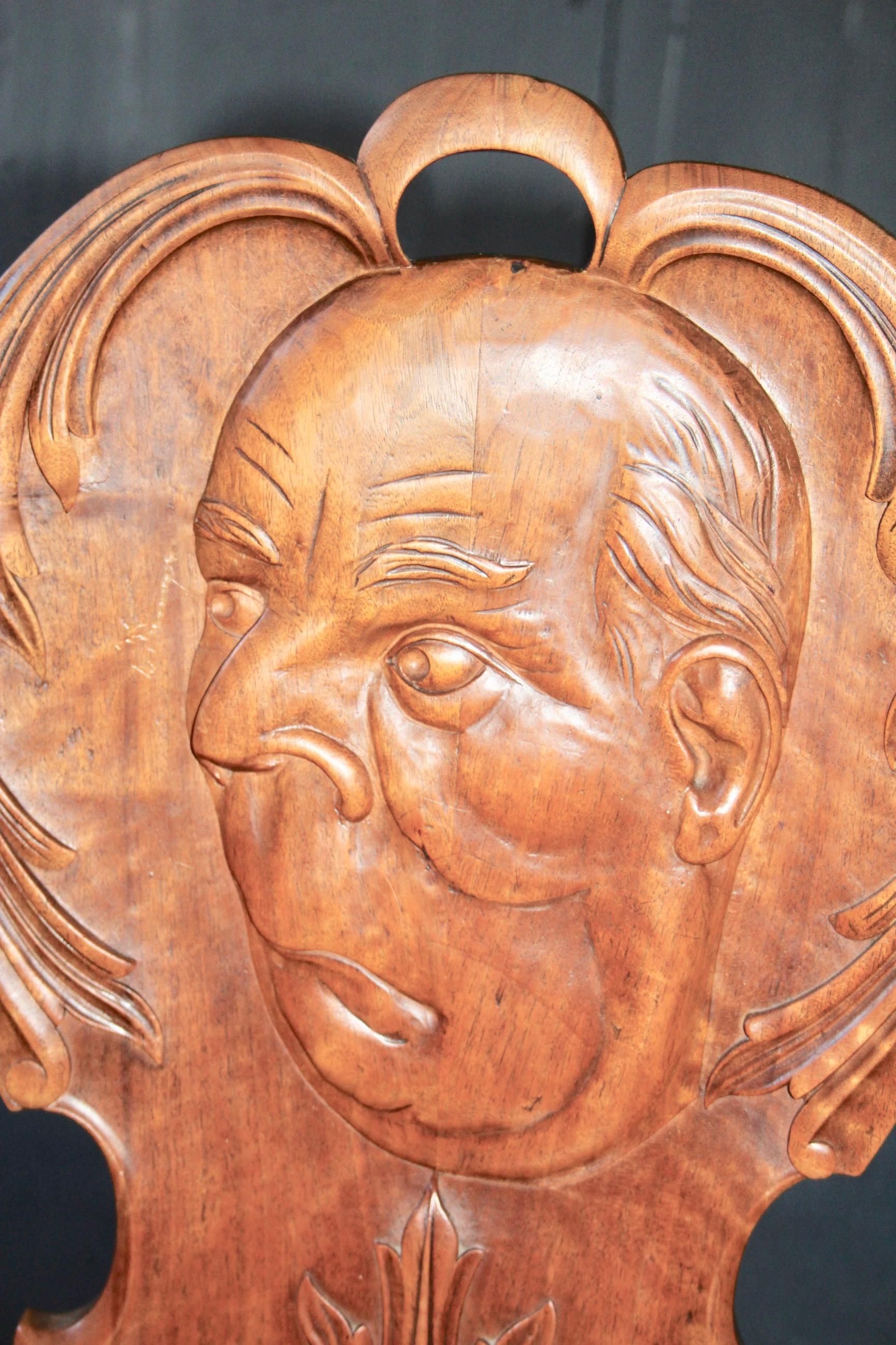Wood Swiss Alp, folk art  Face Escabelle For Sale