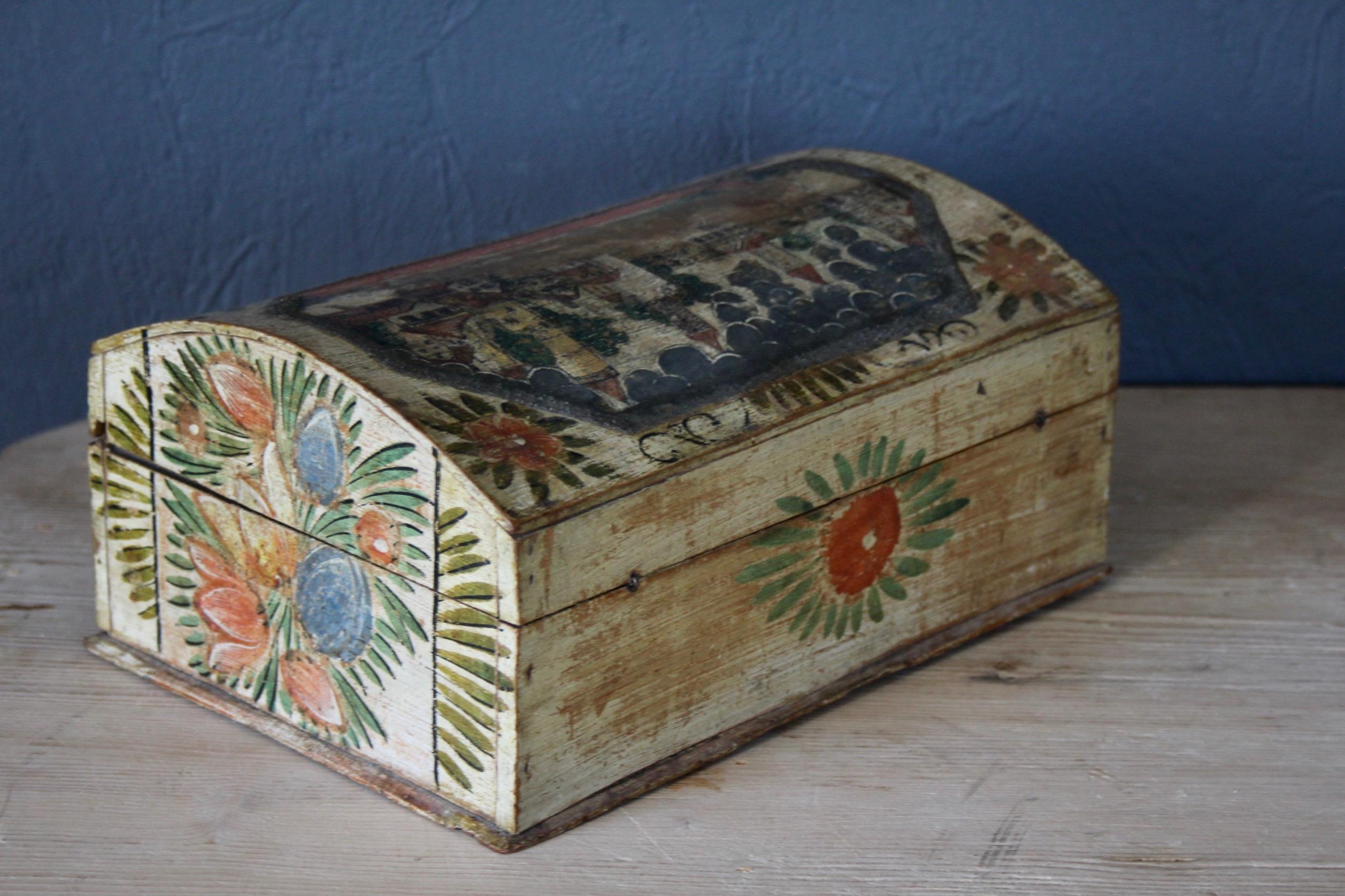 Swiss alp painted box For Sale 3
