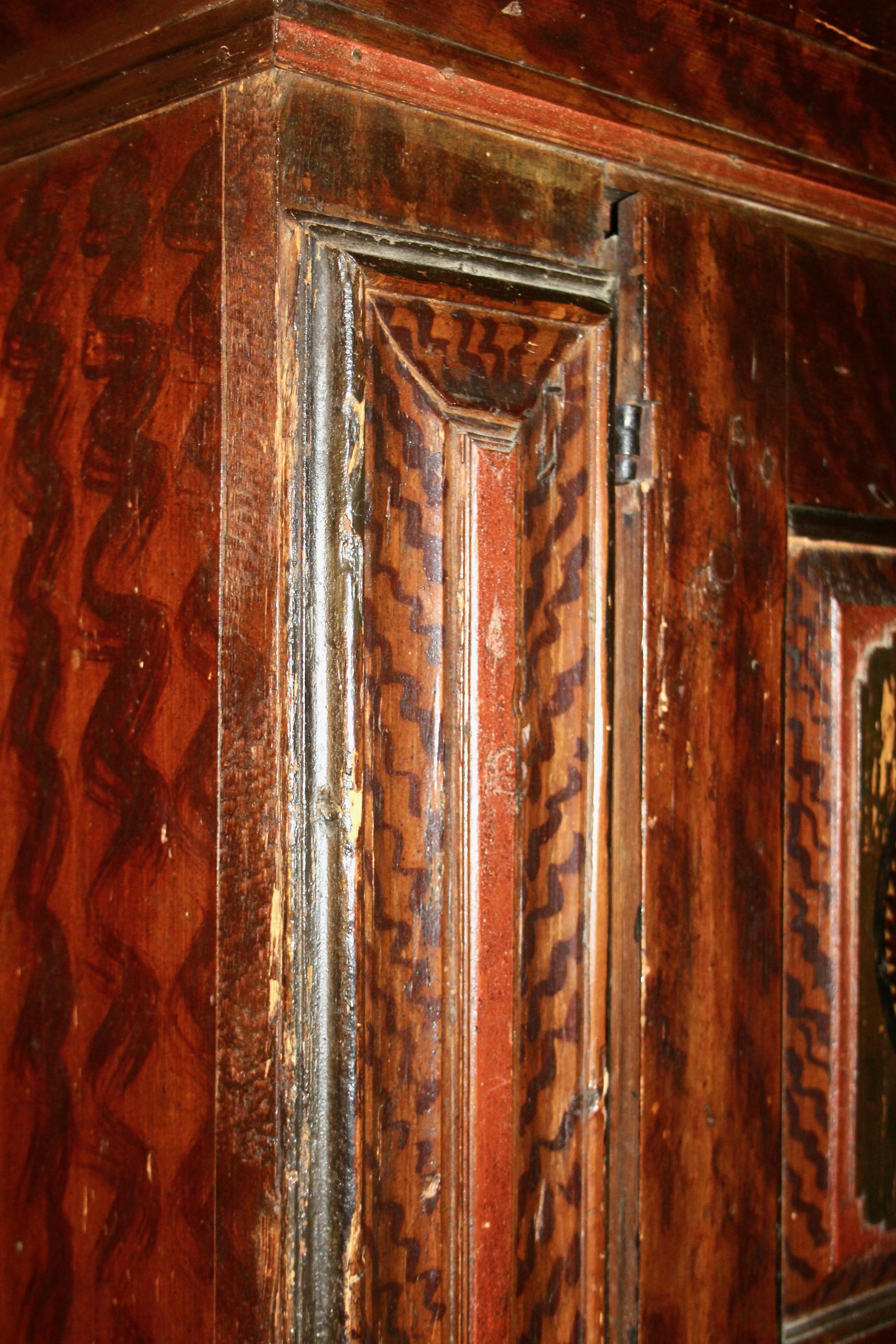 Swiss alp painted cupboard dated 1760 For Sale 5