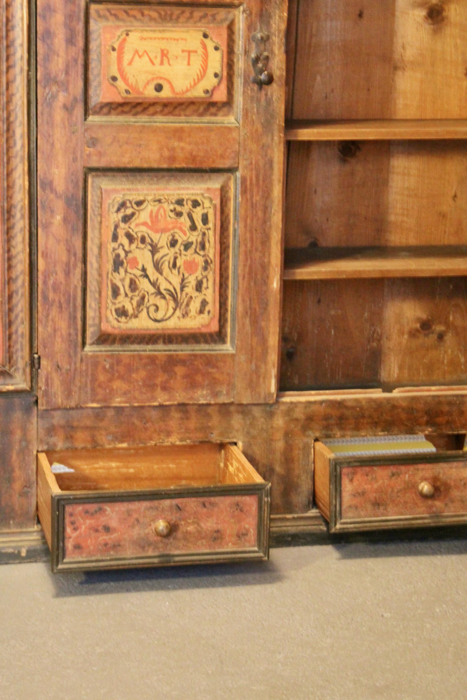 Swiss alp painted cupboard dated 1760 For Sale 7