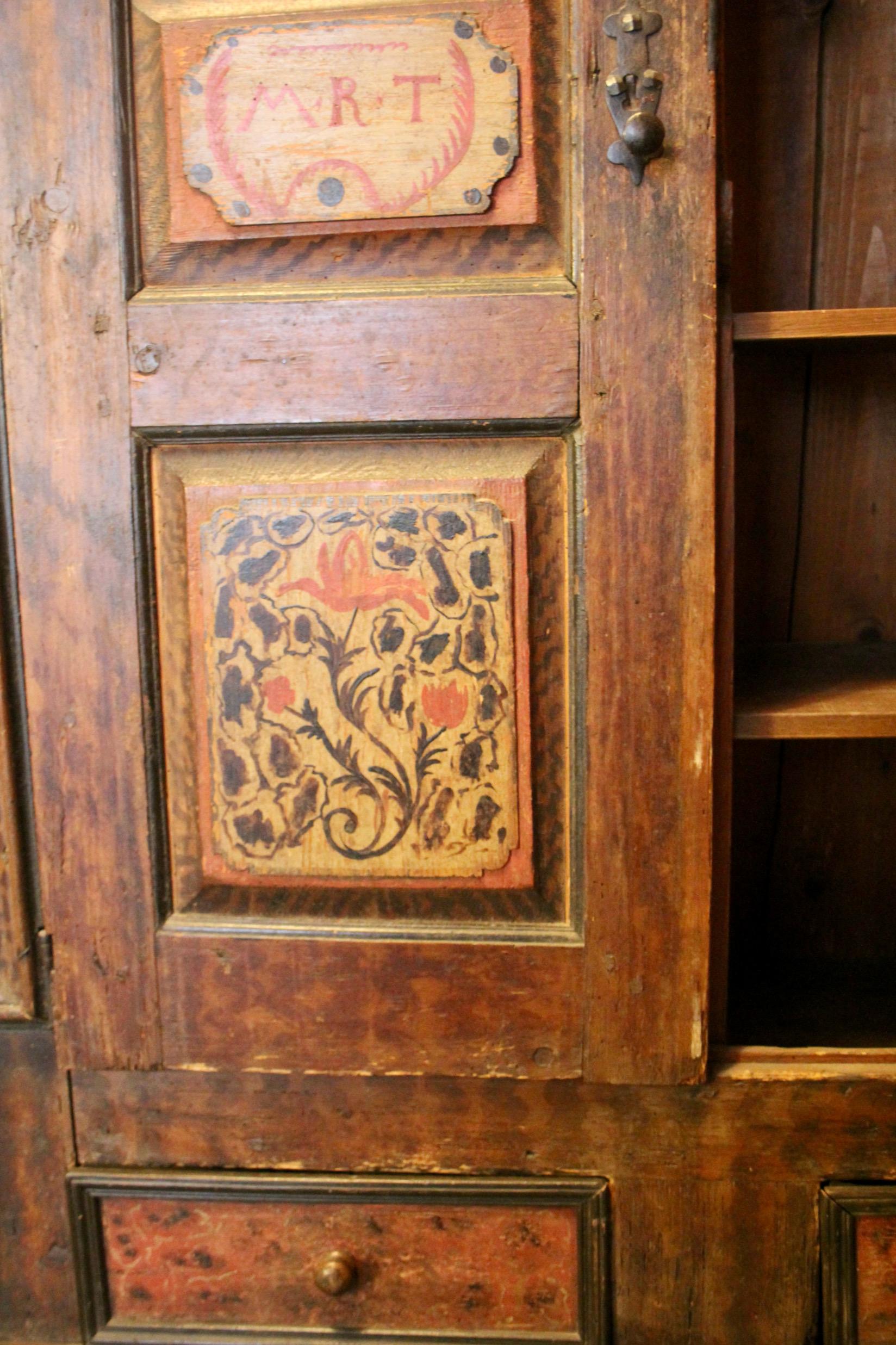 Swiss alp painted cupboard dated 1760 For Sale 1