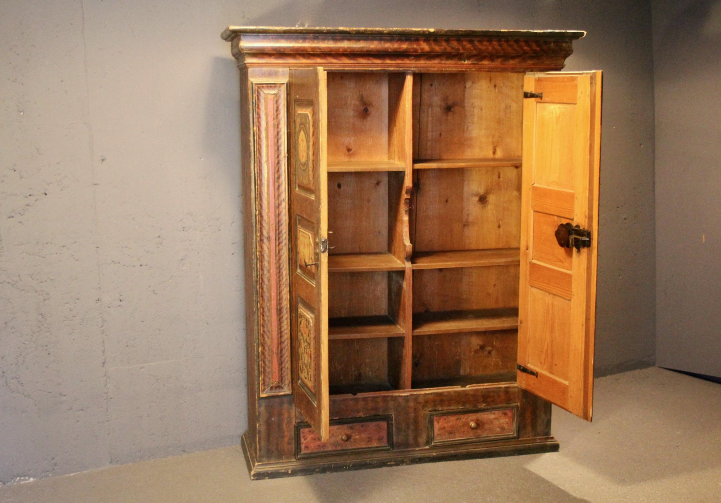 Swiss alp painted cupboard dated 1760 For Sale 3