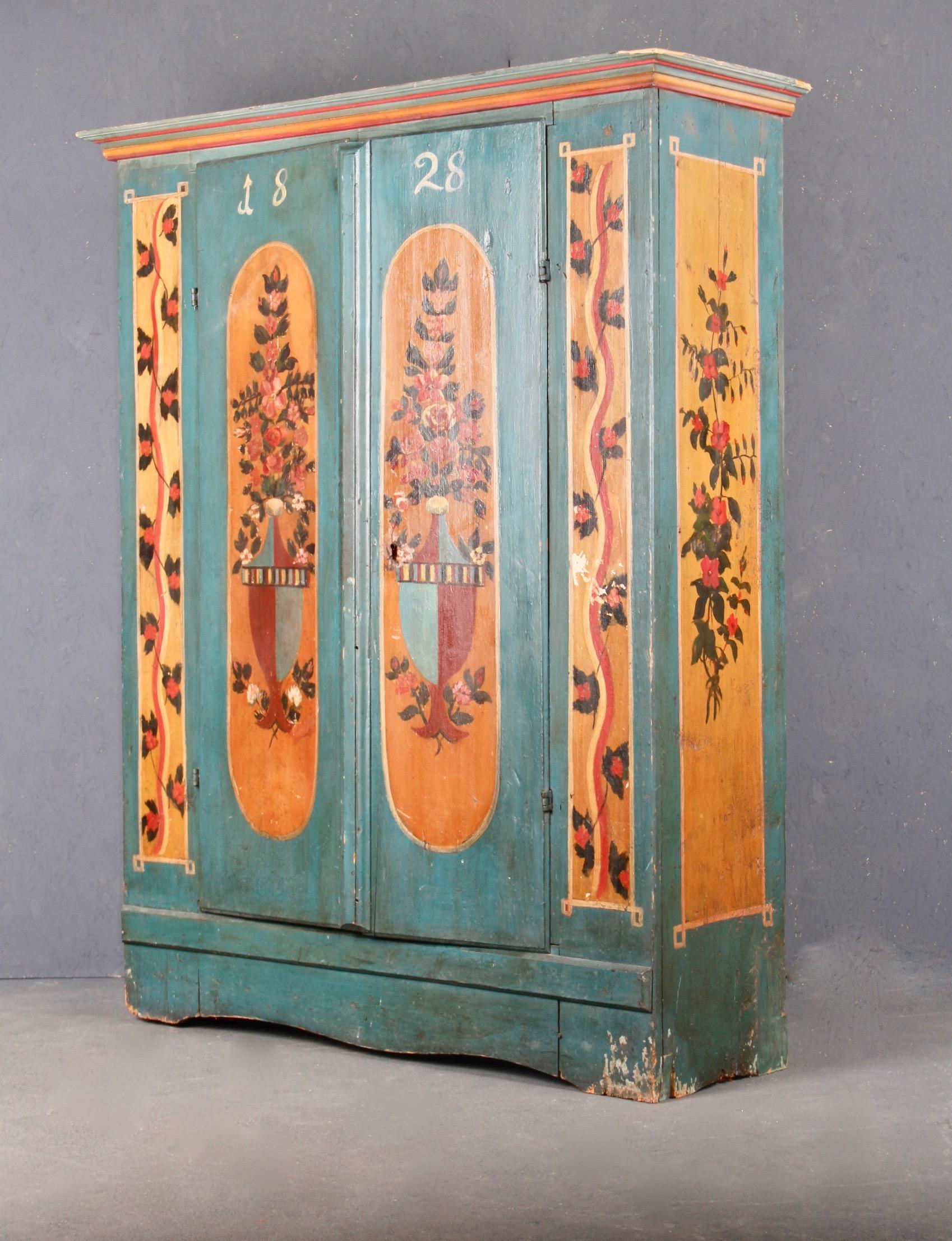Swiss alp painted cupboard dated 1828 