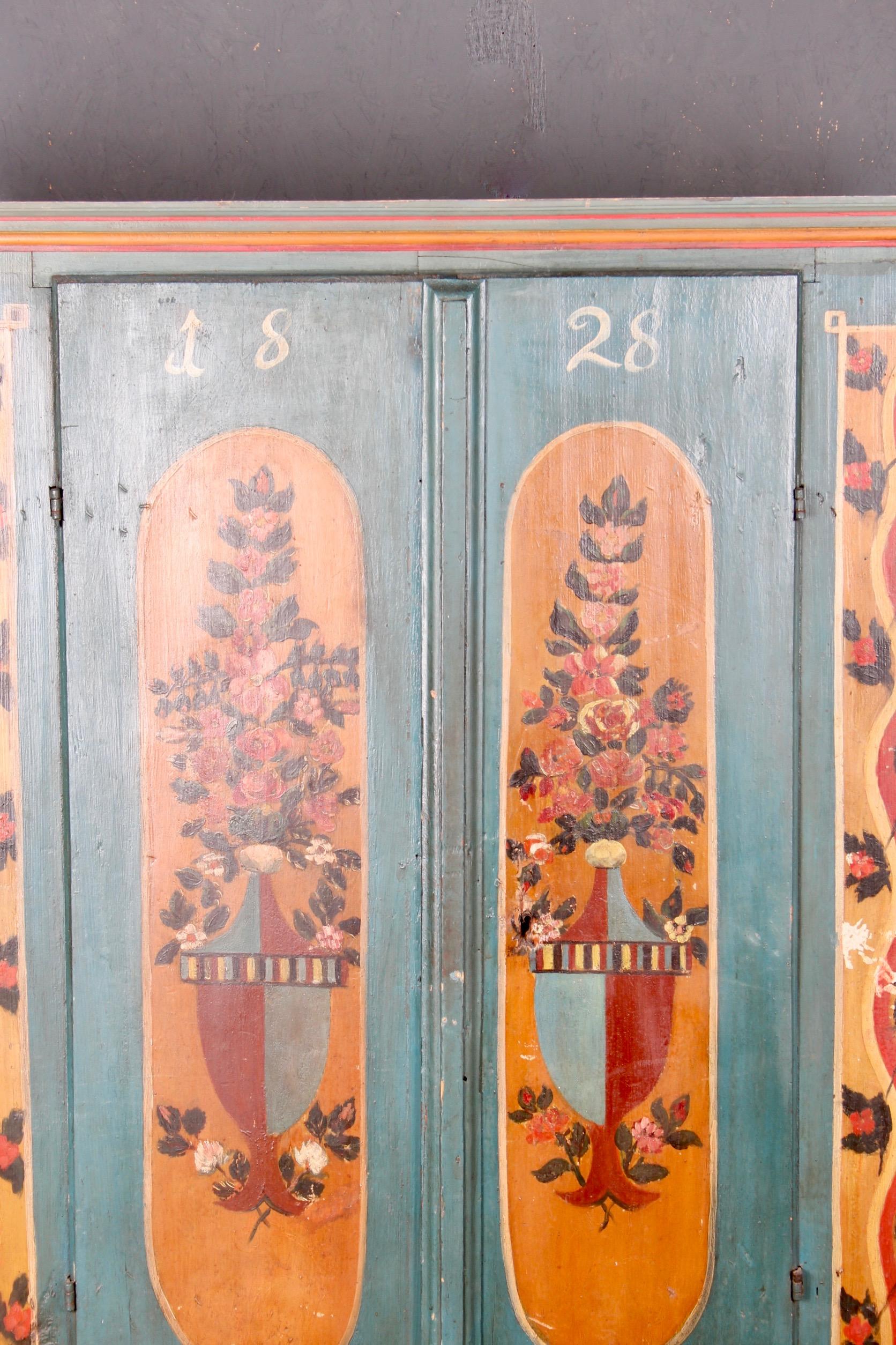 Swiss alp painted cupboard dated 1828 For Sale 1