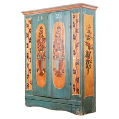 Antique Swiss alp painted cupboard dated 1828