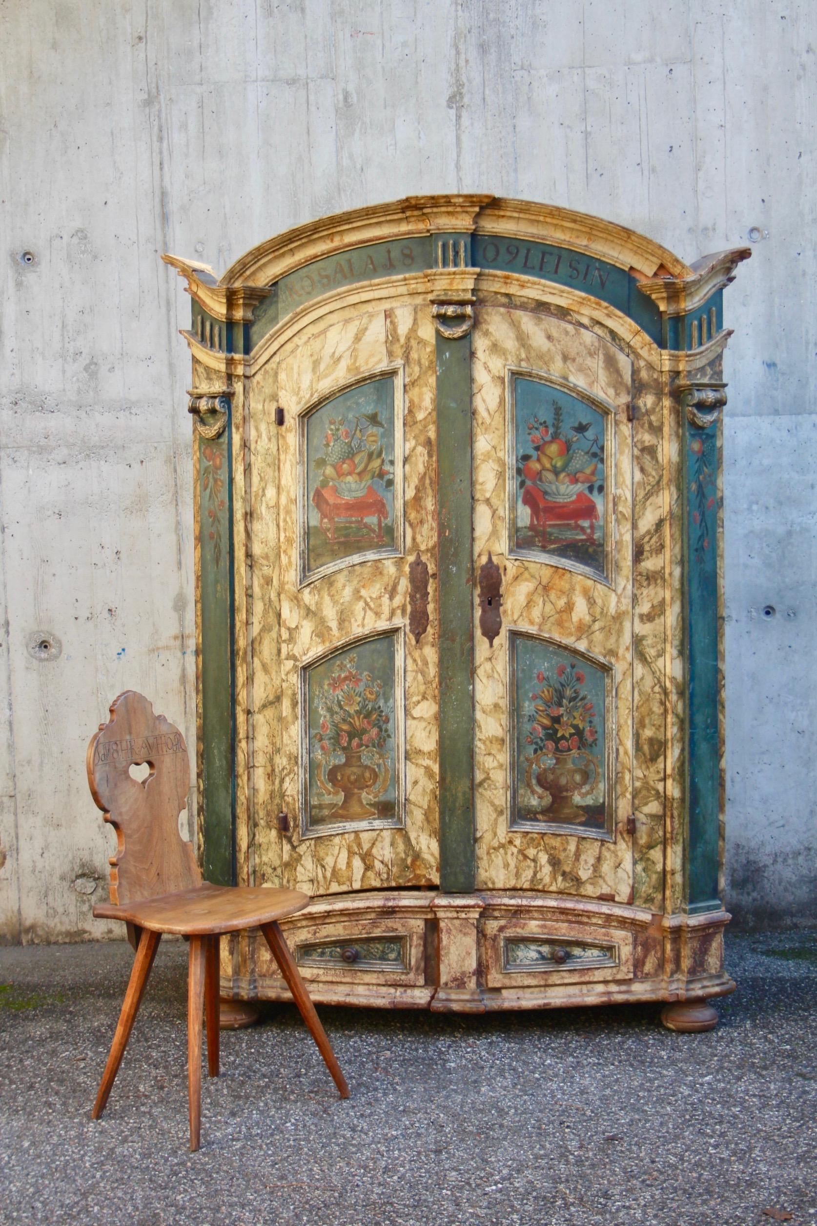 Swiss Alp Painted Cupboard For Sale 6