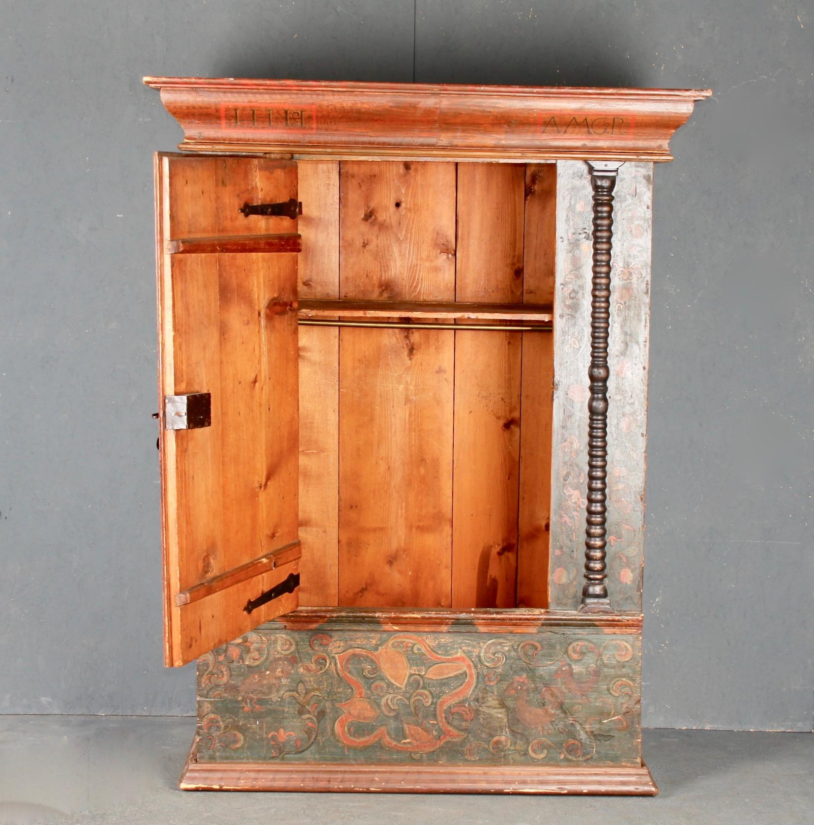 Mid-18th Century Swiss alp painted cupboard For Sale