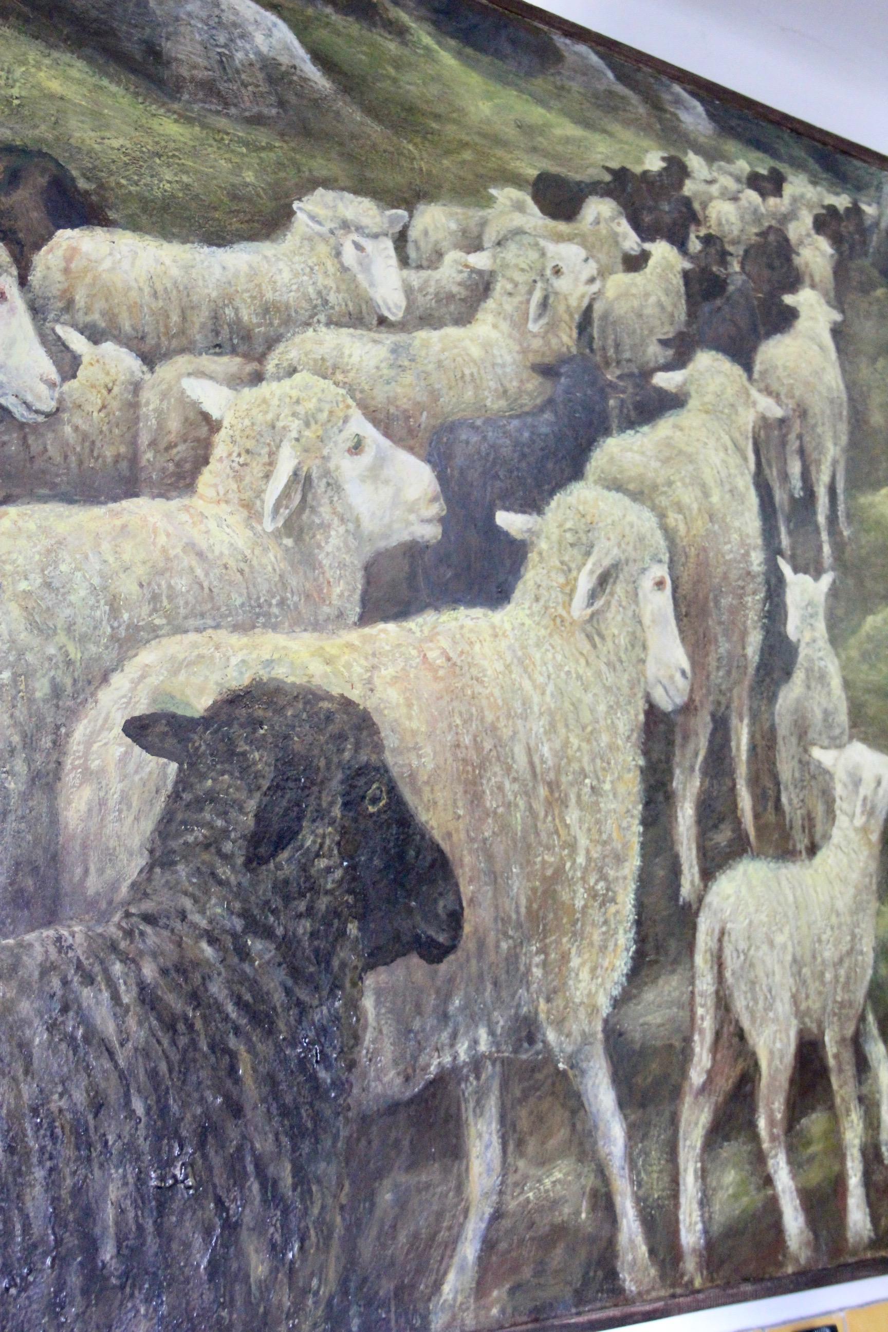 Schweizer Alp-Gemälde von P. Bergmann  (Mitte des 20. Jahrhunderts) im Angebot