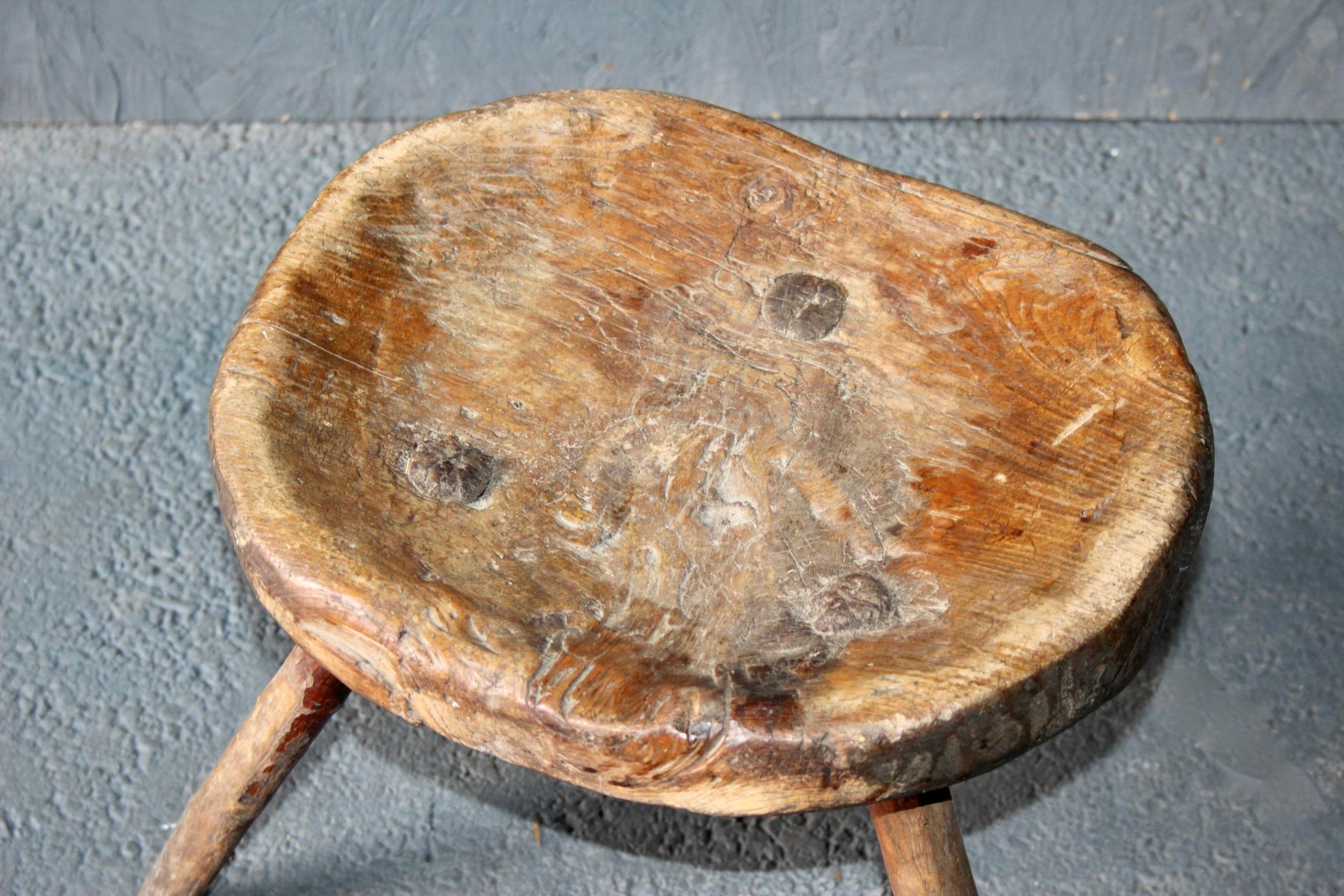 Swiss alp pine stool For Sale 1
