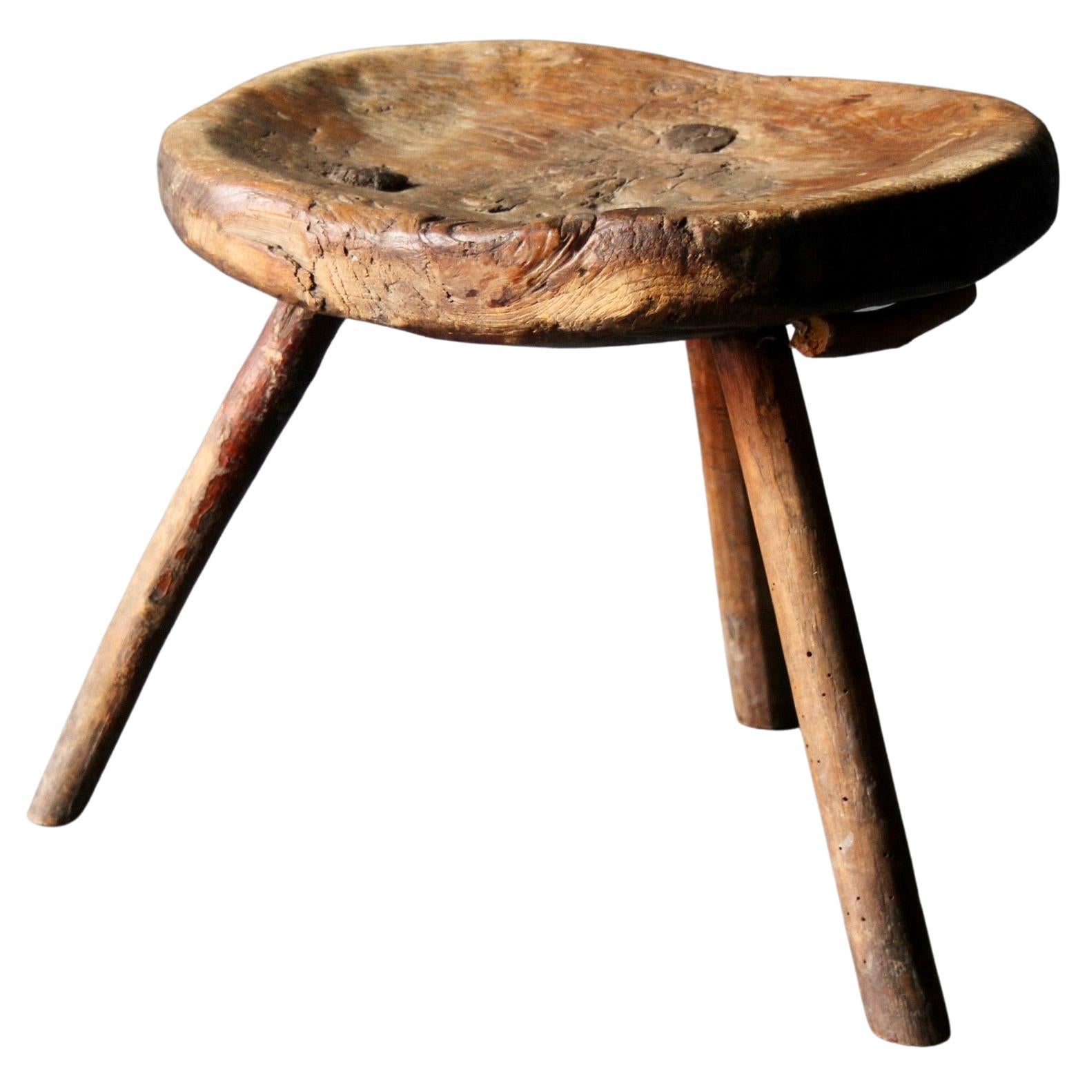 Swiss alp pine stool For Sale