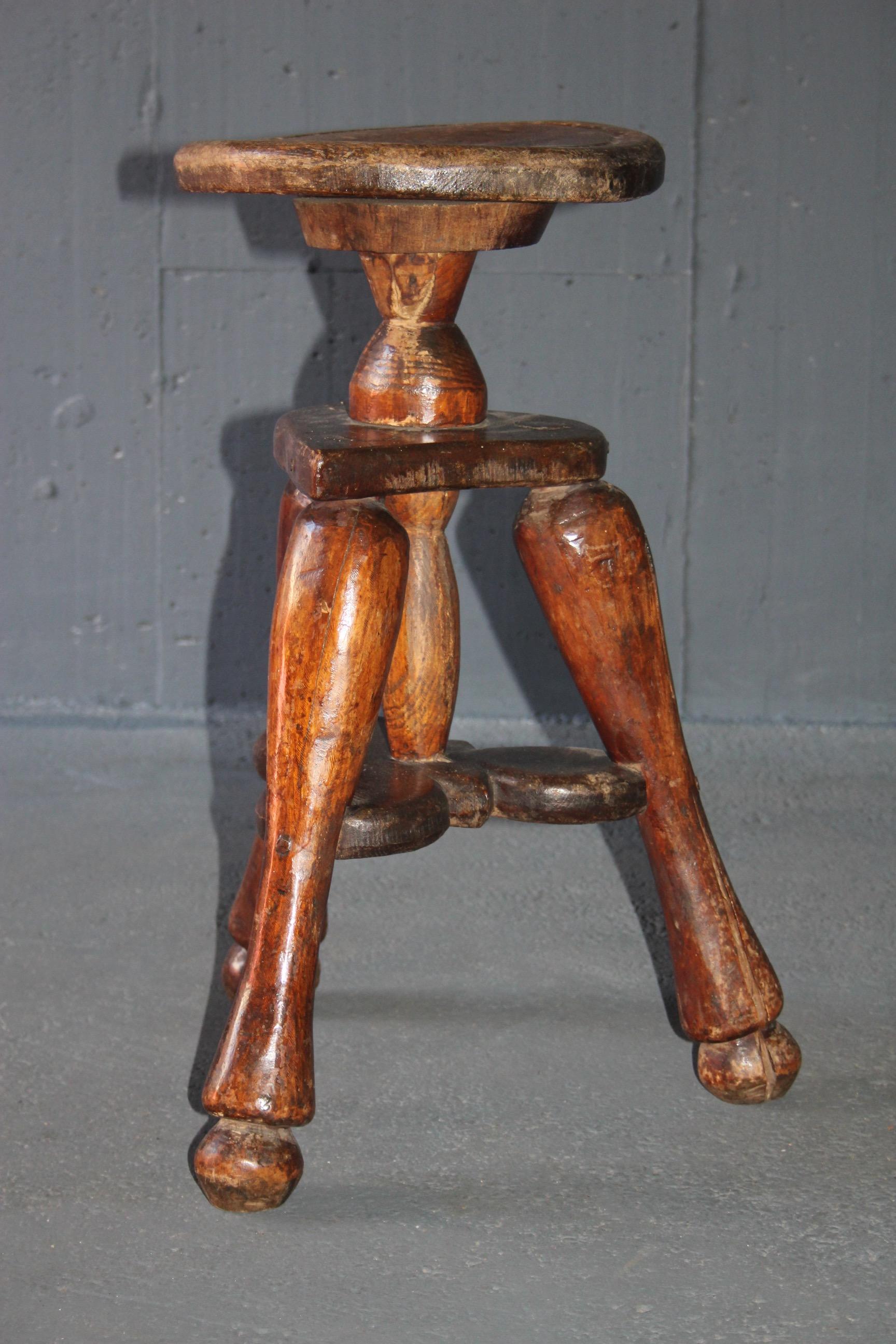 Early 20th Century Swiss Alp , folk art , Stool For Sale