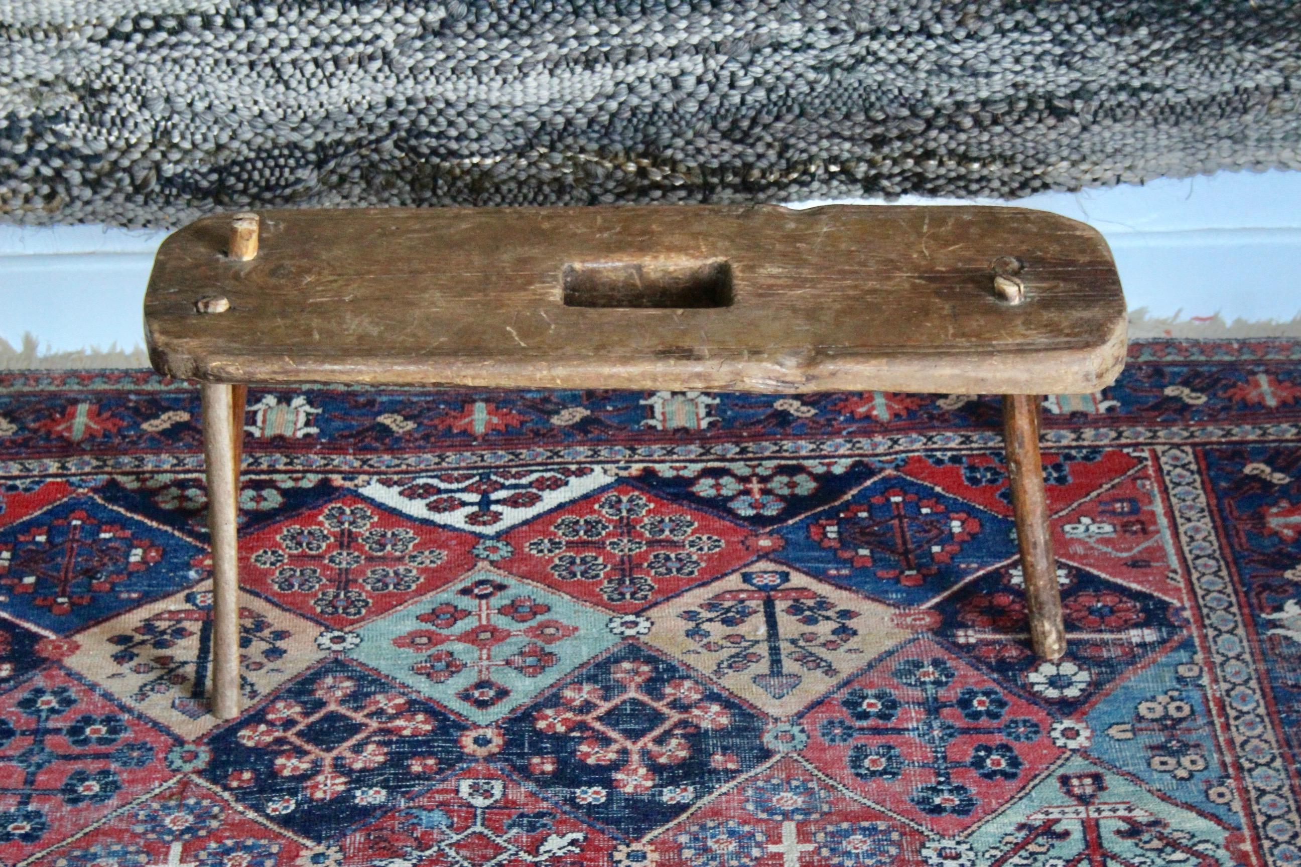 Wood Swiss alp stool For Sale