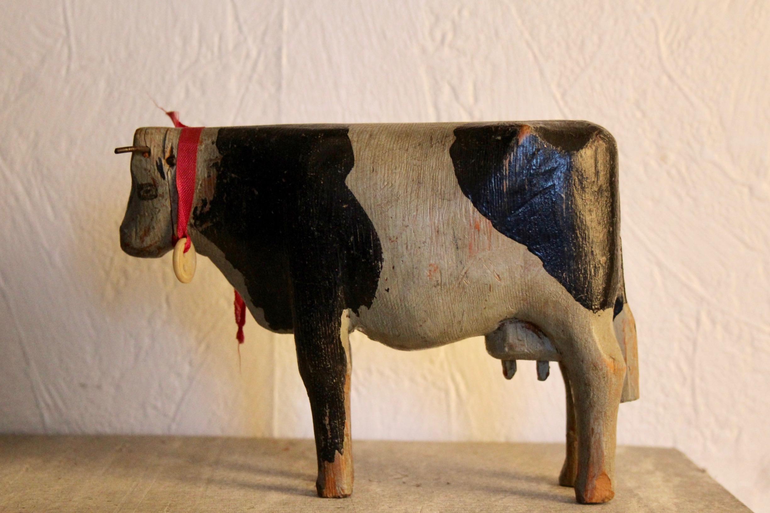 Swiss alp 2 cows toy circa 1930 in wood