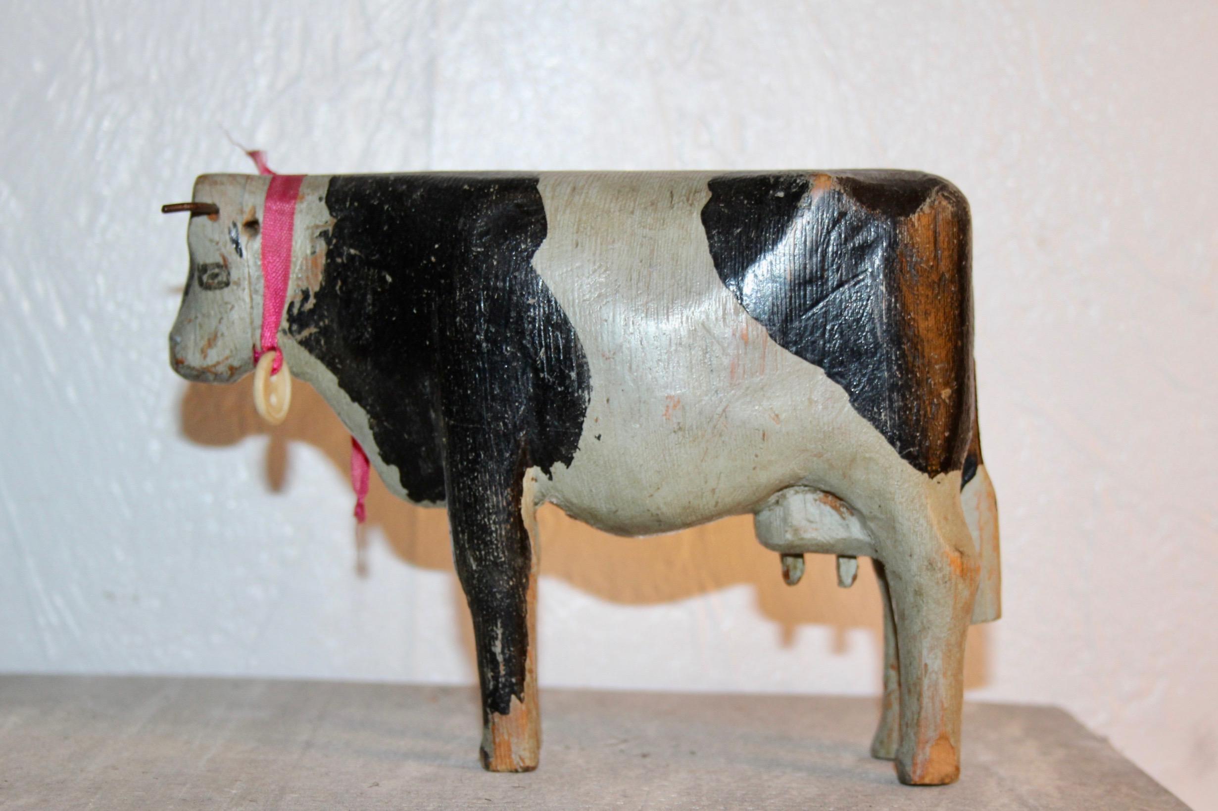 Wood Swiss alp wood cows toys circa 1930